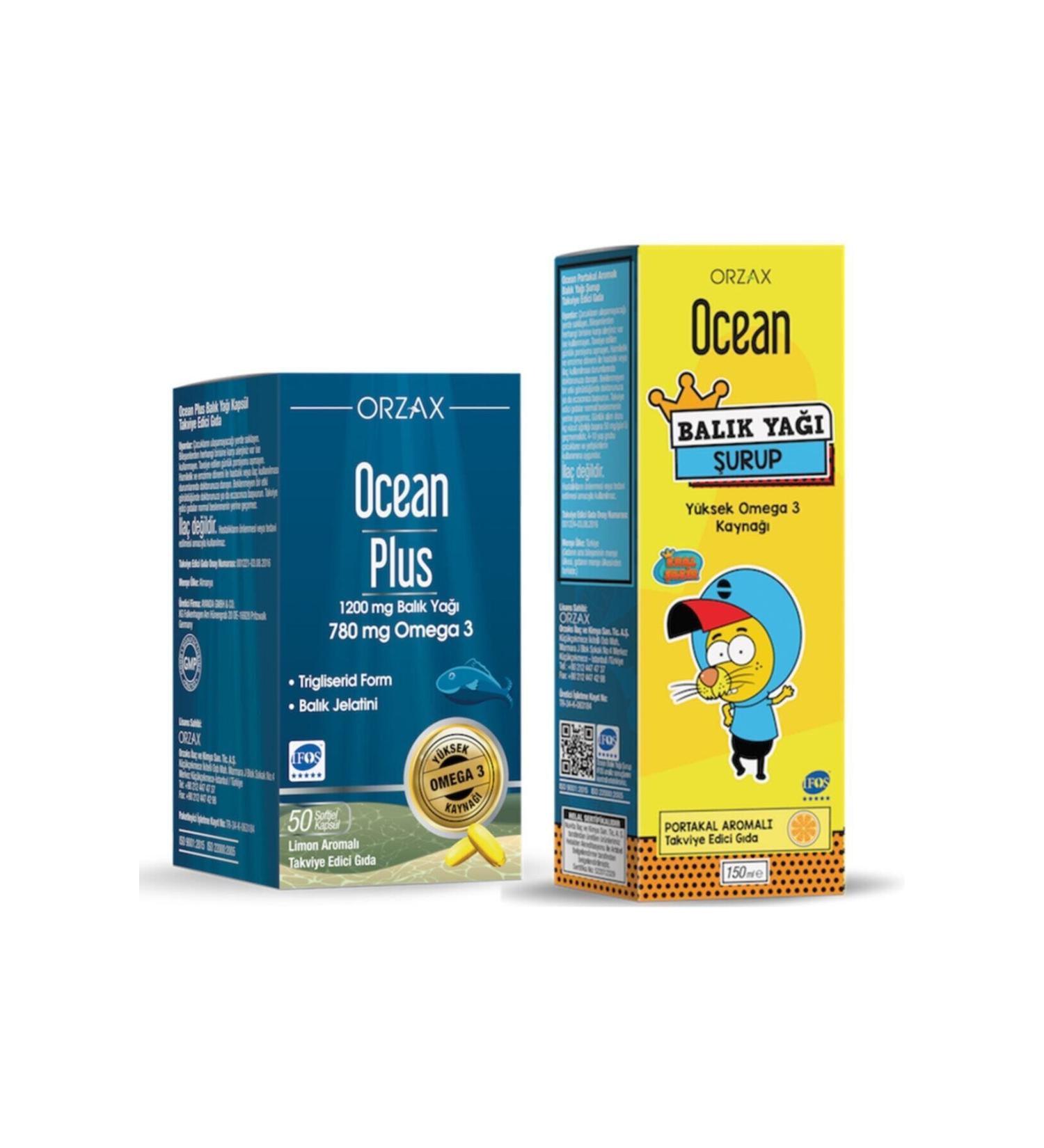 Ocean Ocean Plus 1200 Mg Fish Oil 50 Capsules + Ocean Syrup Orange 150 Ml