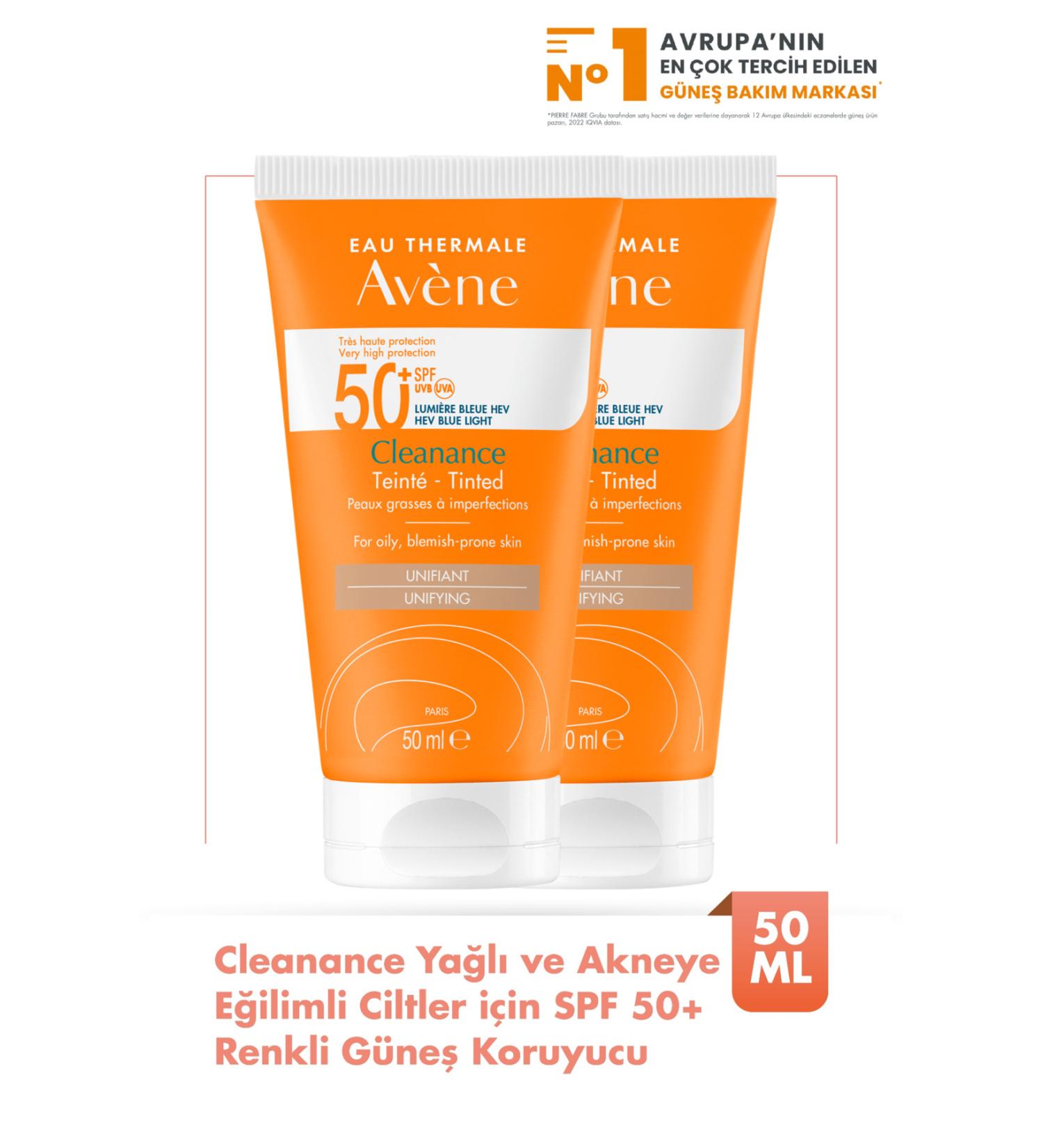 Avene Cleanance Tinted SPF 50+ Tinted Sunscreen for Oily and Acne Prone Skin 50 ml x2 - Buy Online on GoSupps.com