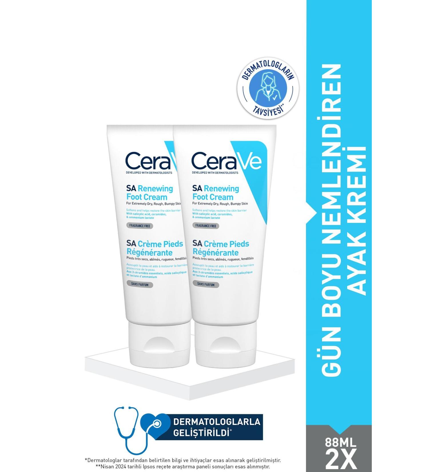 CeraVe Foot Care Set: All Day Moisturizing Foot Cream 88 ml x2 - Buy Online on GoSupps.com