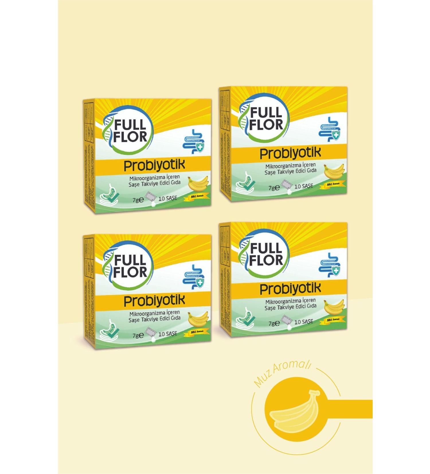 FULLFLOR 4x Probiotic Digestive Aid Banana Prebiotic Containing 5 Billion Bacteria - Buy Online on GoSupps.com