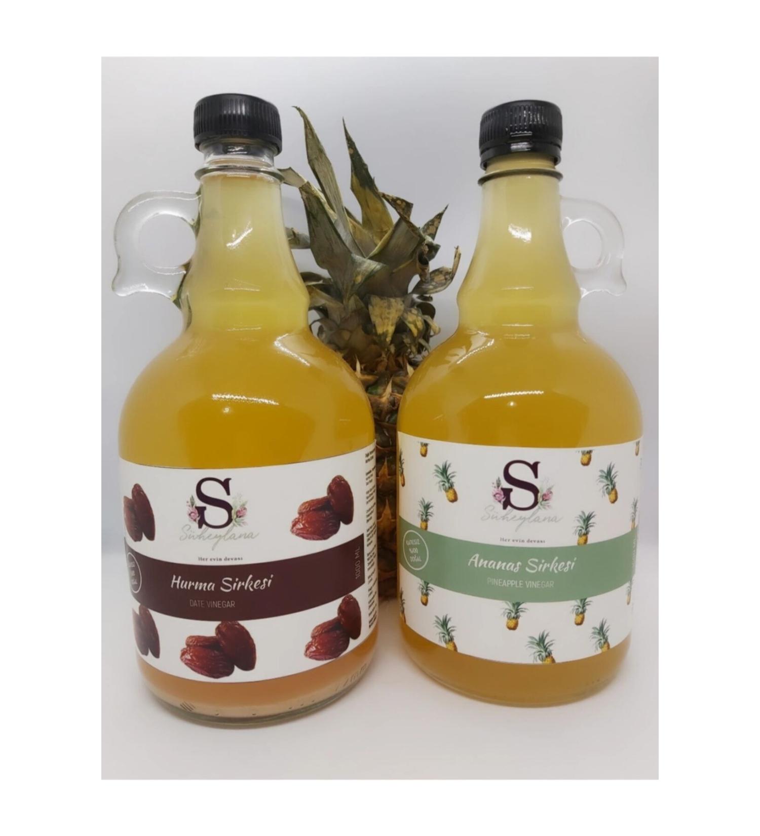 Suheylaana Natural Pineapple Vinegar 1 Liter and Natural Date Vinegar 1 Liter