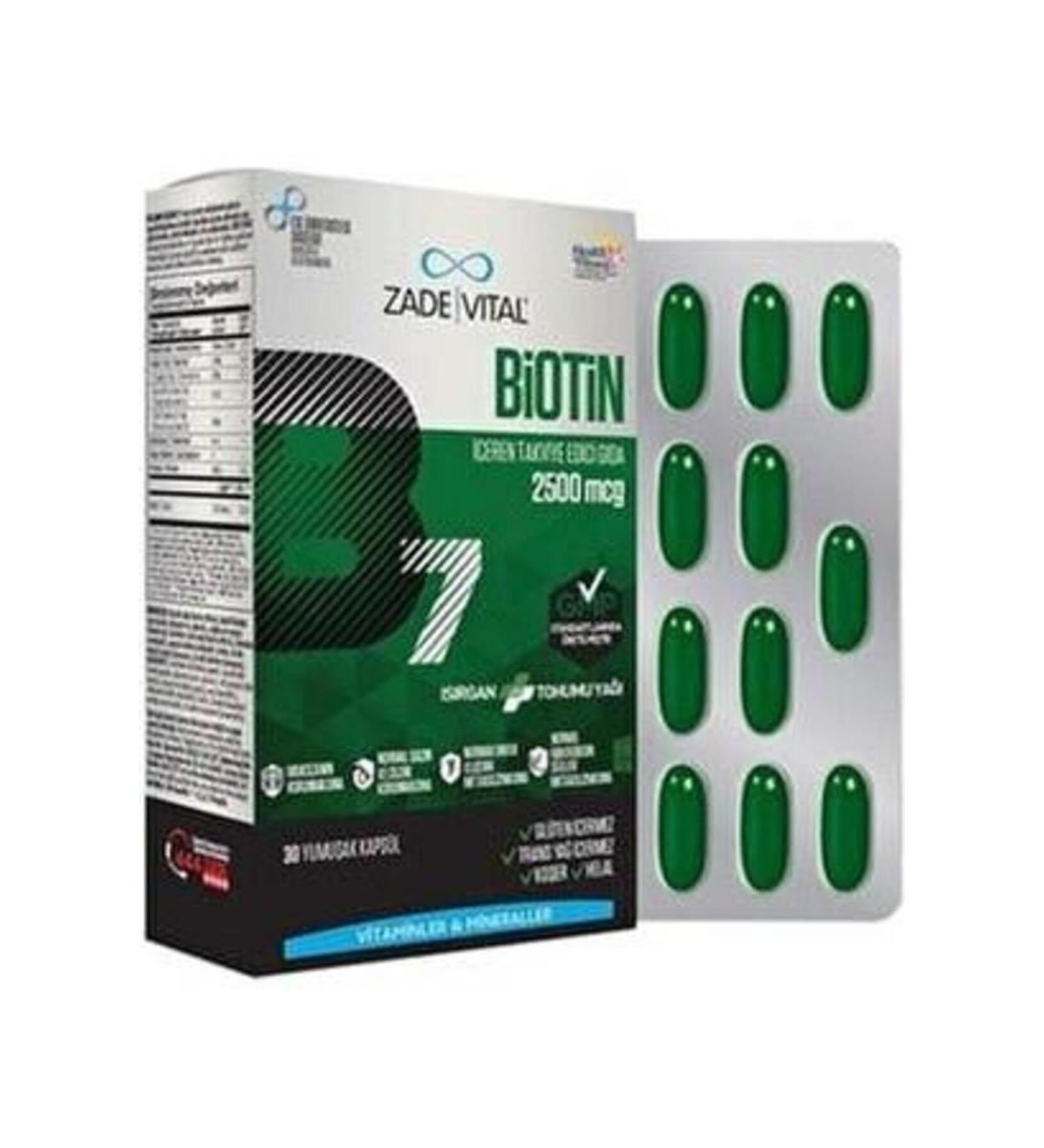 Zade Vital Biotin B7 Nettle Seed Oil 30 Capsules