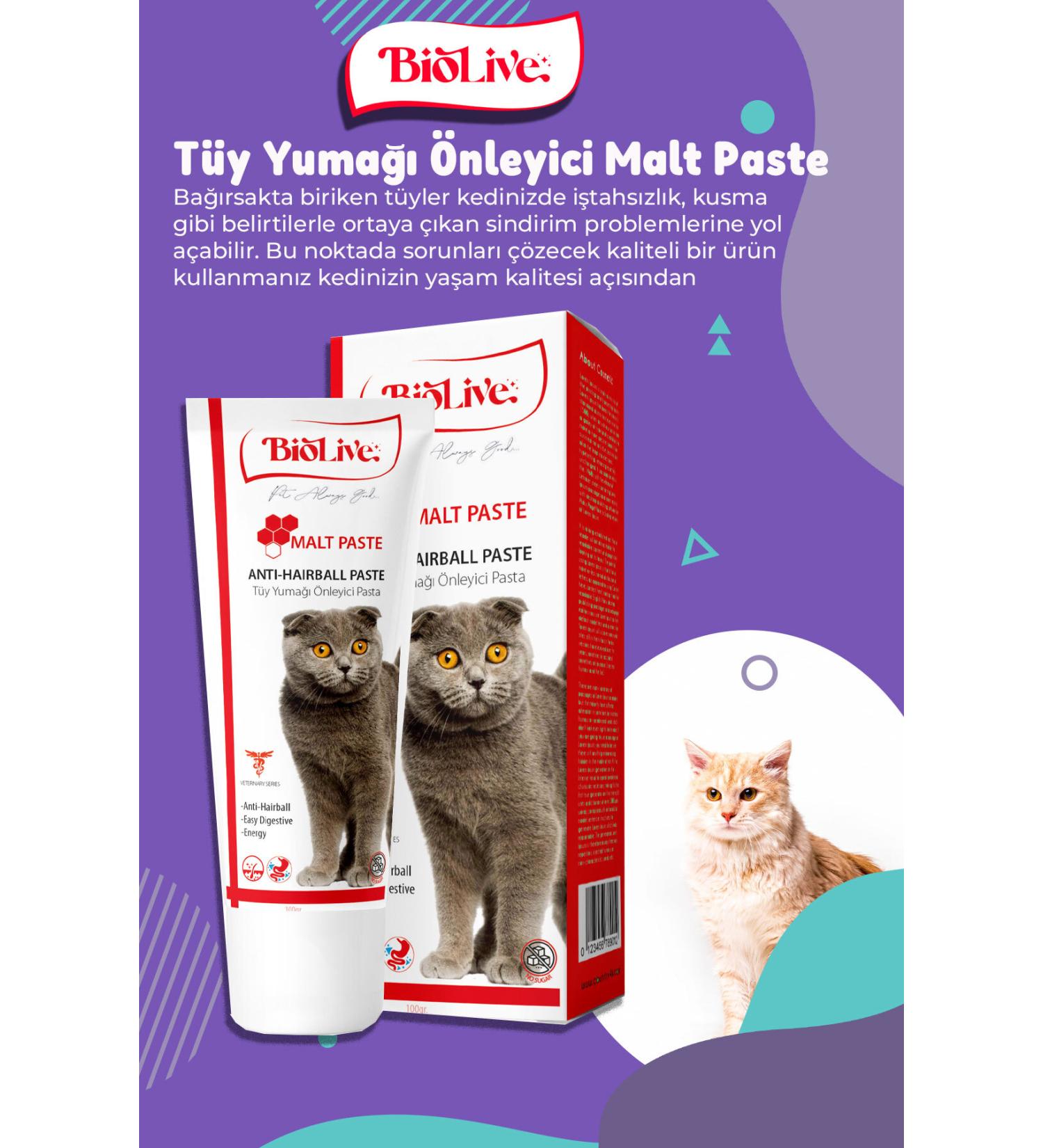 Biolive Anti-hairball Malt Paste for Cats 100gr