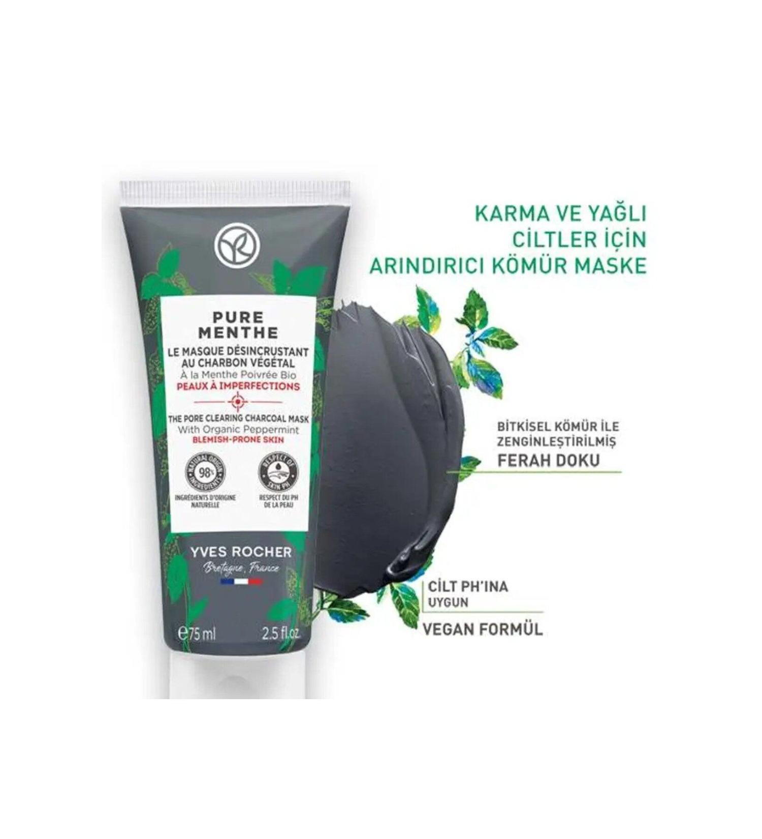 Yves Rocher - Charcoal Mask - Combination Oily and Acne Prone Skin / - 75ml - Buy Online on GoSupps.com