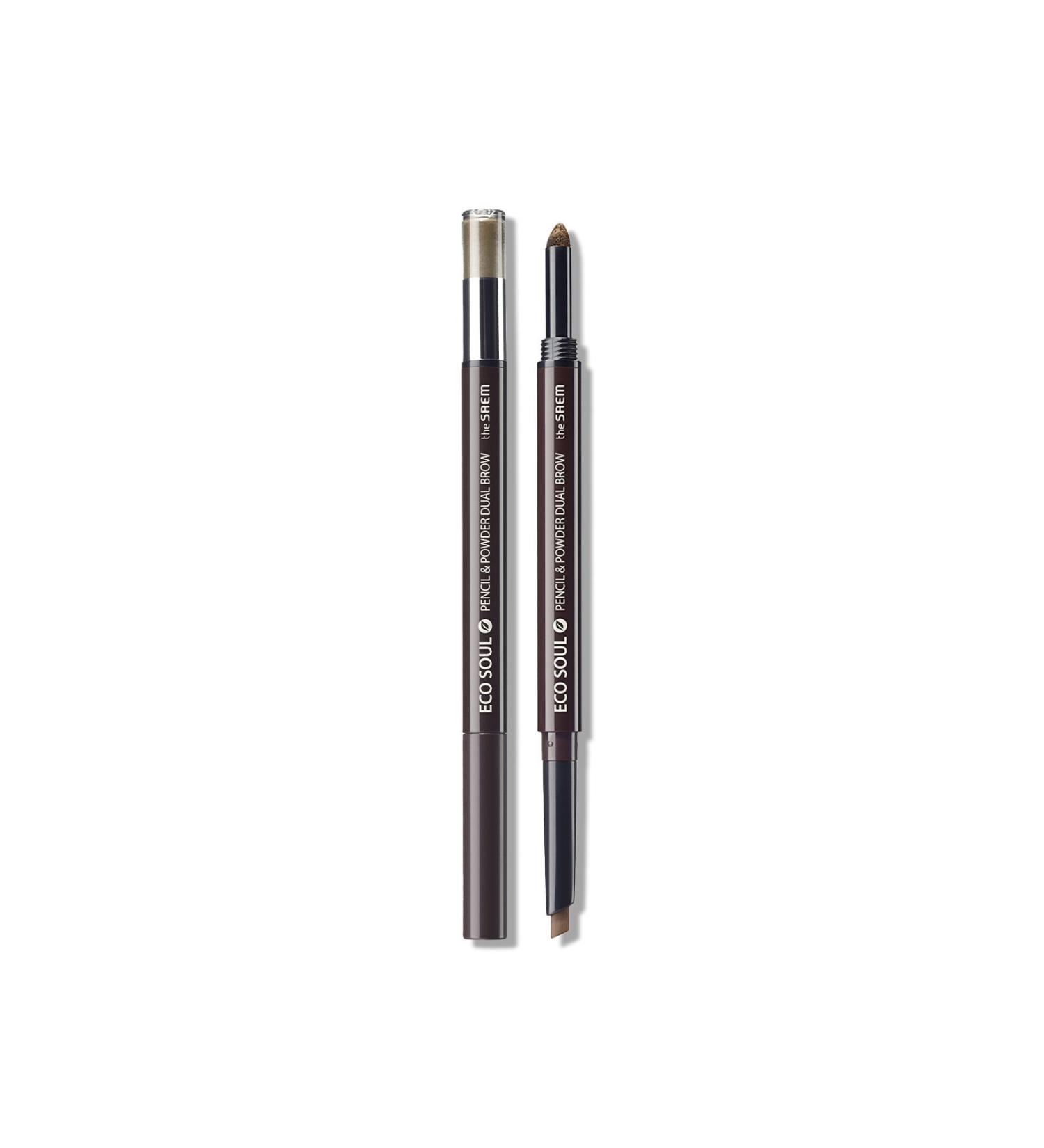 The Saem Eco Soul Pencil & Powder Dual/ 2 in 1 Eyebrow Pencil - 01 Natural Brown - Buy Online on GoSupps.com