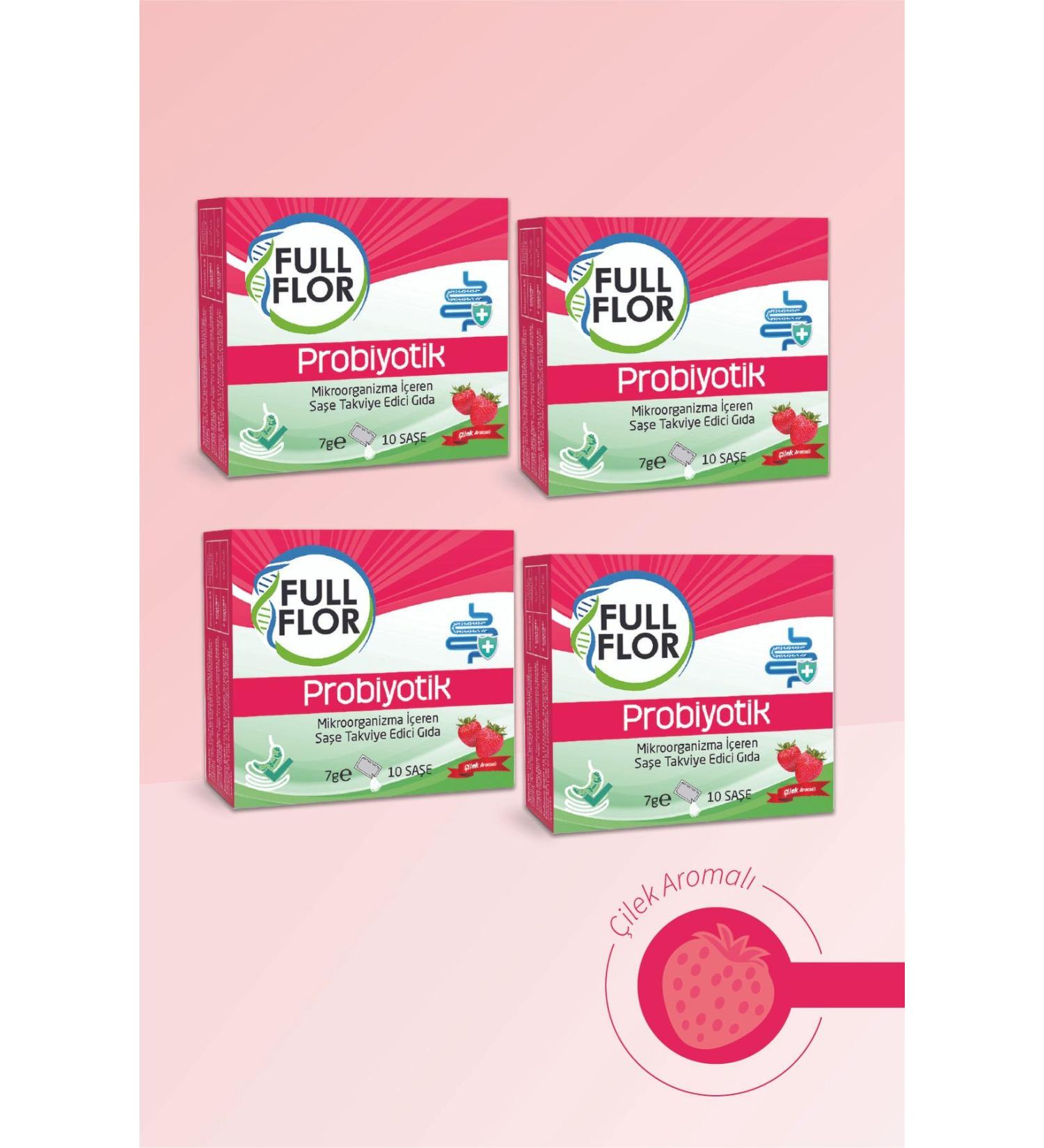 FULLFLOR 4x Probiotic Digestive Aid Strawberry Prebiotic Containing 5 Billion Bacteria - Buy Online on GoSupps.com