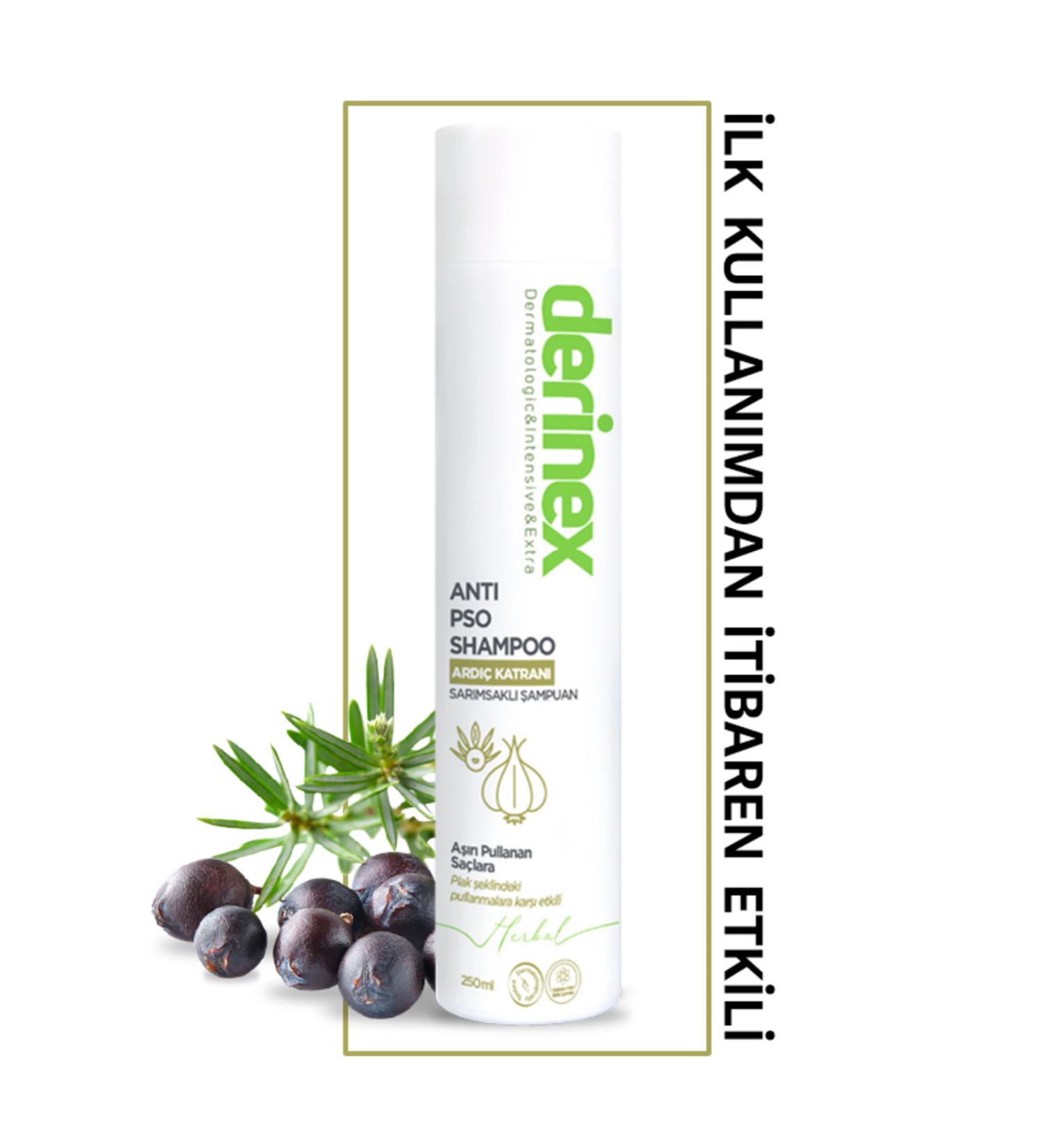 Derinex Anti Pso Tar & Garlic Shampoo - Effective Against Plaque-shaped Flaking 250 ml - Buy Online on GoSupps.com