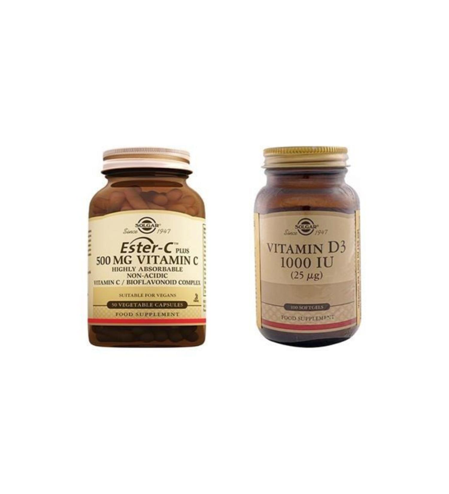 Solgar Ester C 500mg 50 Tablets + D3 100 Tablets