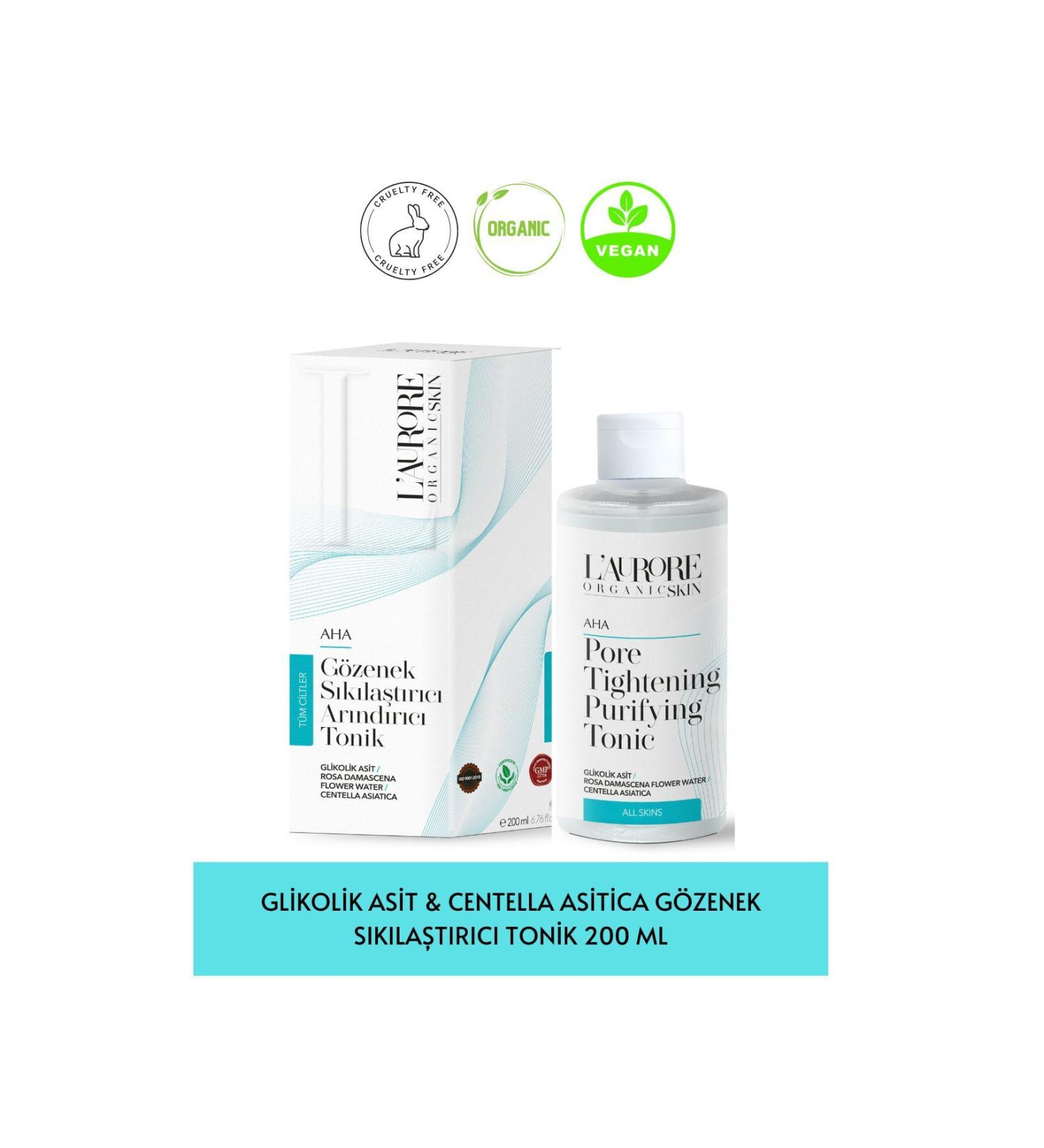 Laurore Organic Skin Pore Tightening Glycolic Acid & Centella Acitica Pore Tightening Toner 200 Ml. - Buy Online on GoSupps.com