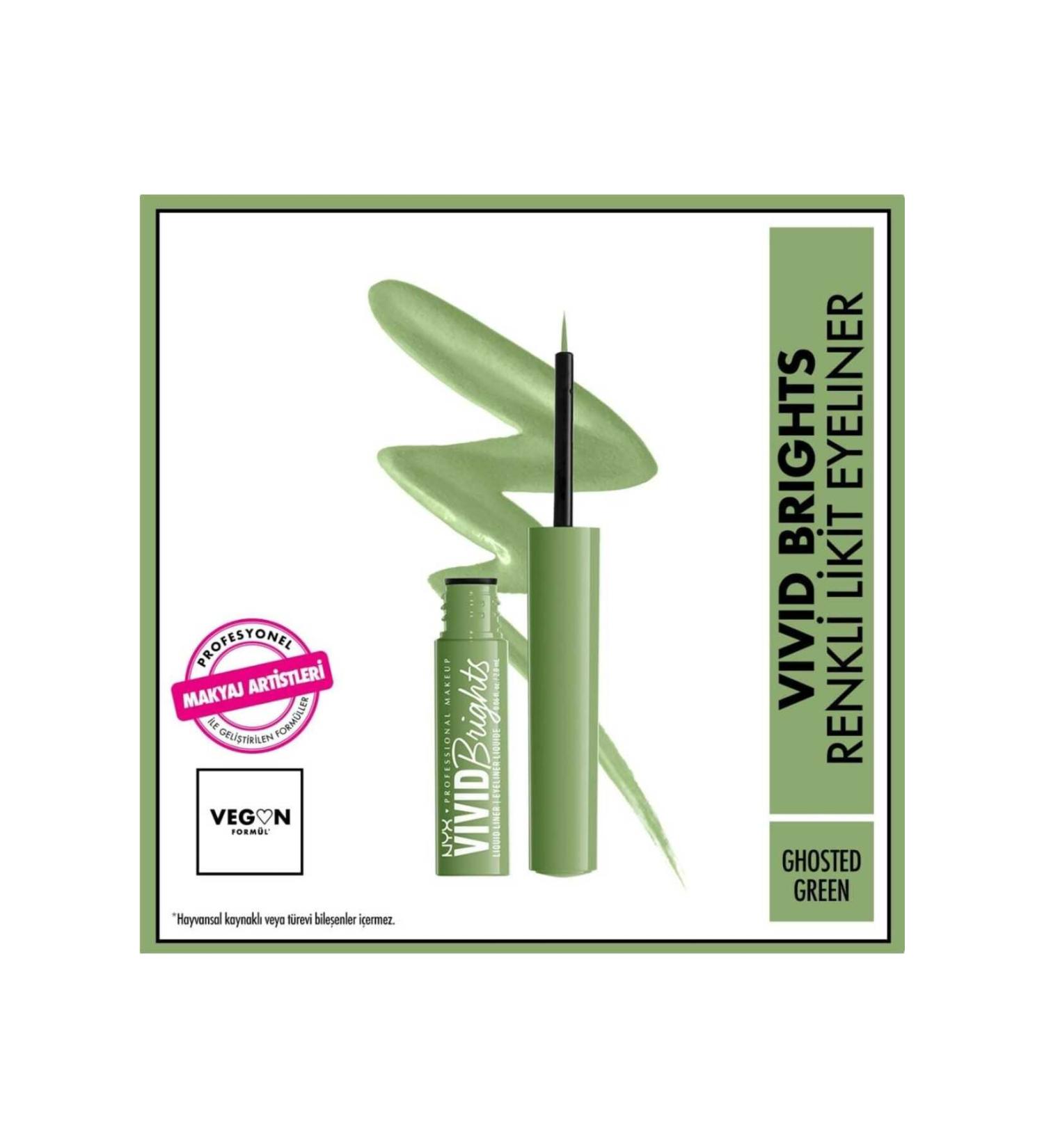NYX Professional Makeup Vivid Brights Liquid Eyeliner Ghosted Green
