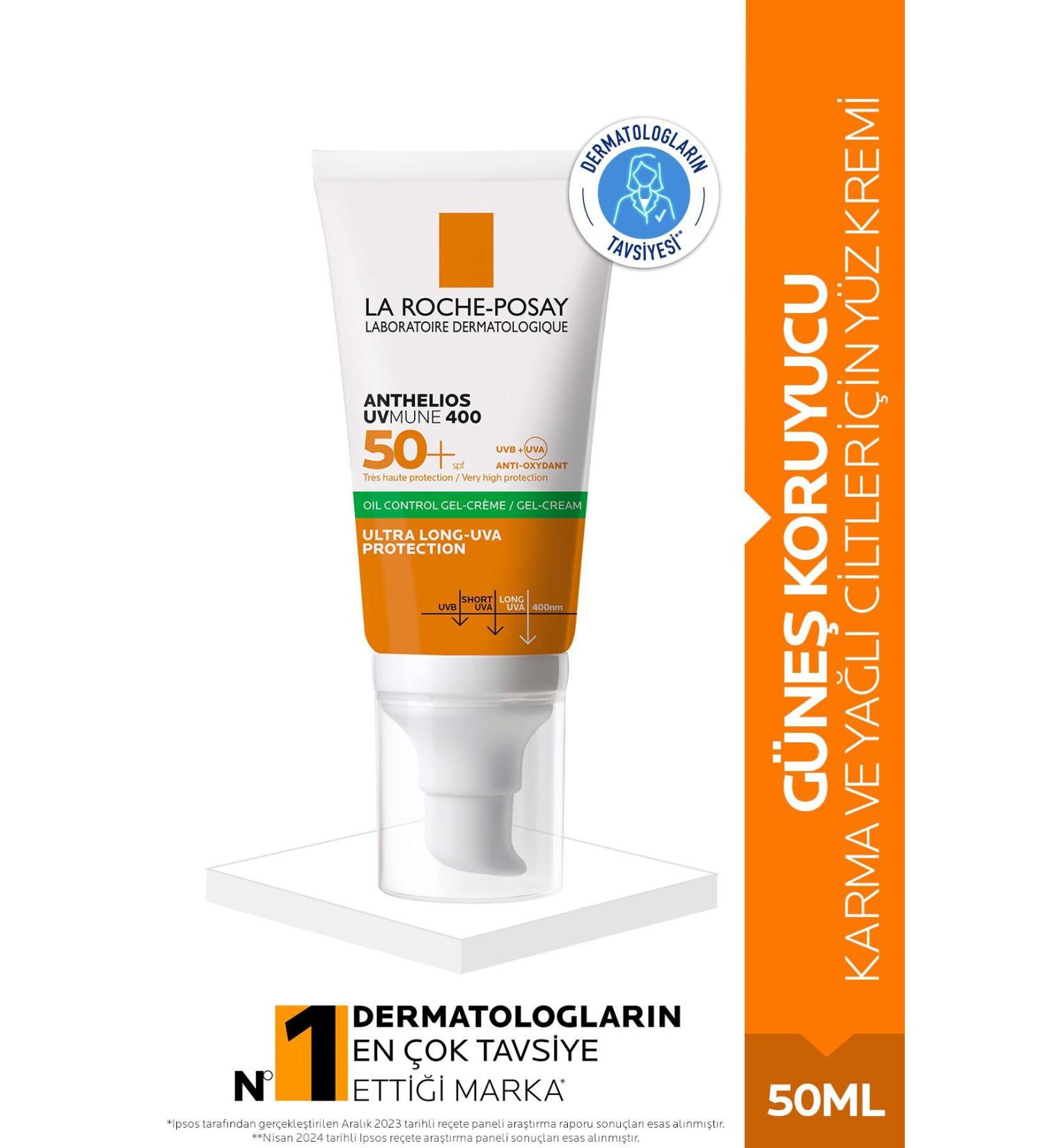 La Roche Posay Anthelios Oil Control Gel Cream Spf50+ Face Sunscreen for Oily and Combination Skin 50ml - Buy Online on GoSupps.com