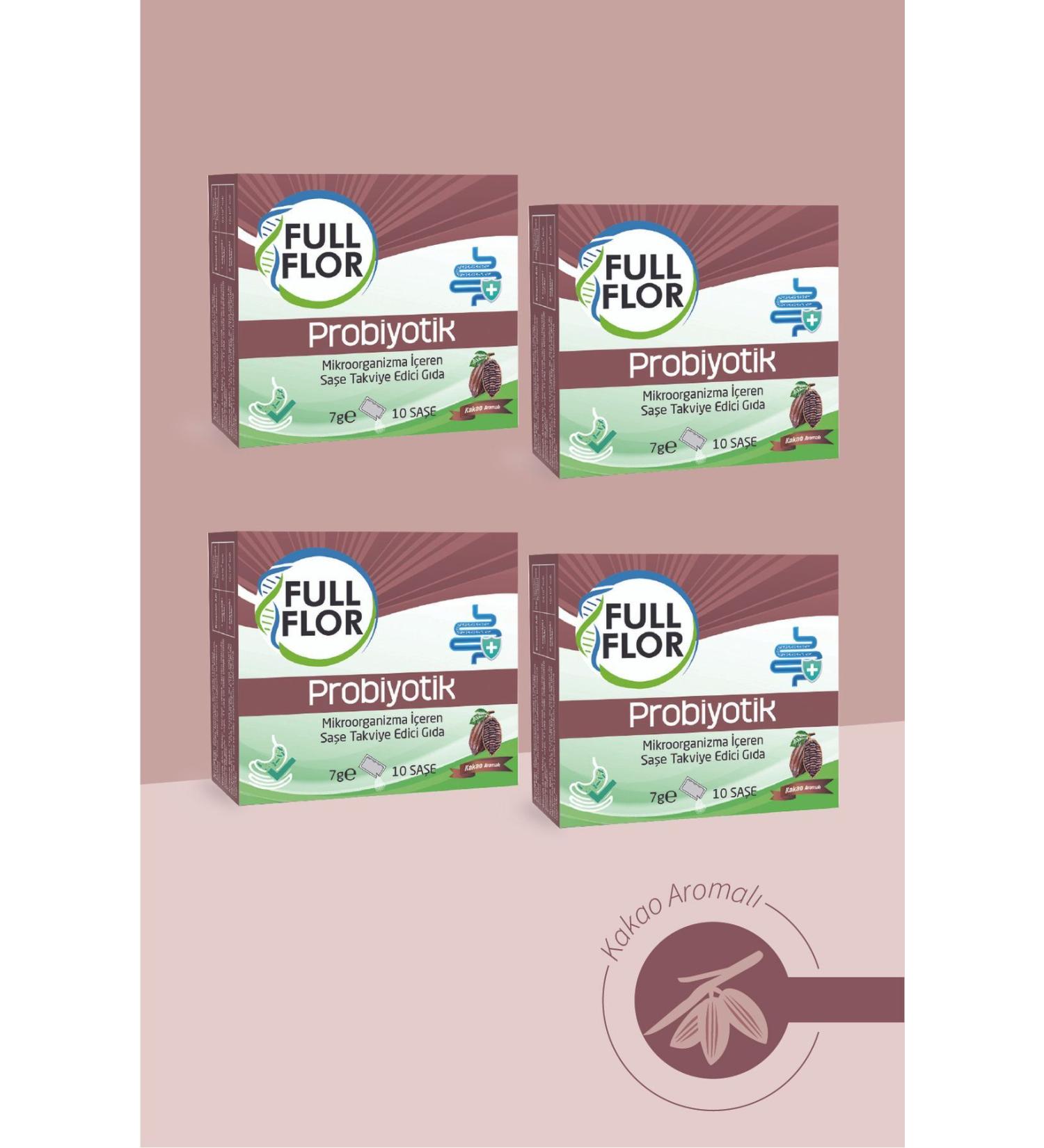FULLFLOR 4x Probiotic Digestive Aid Cocoa Prebiotic Containing 5 Billion Bacteria - Buy Online on GoSupps.com