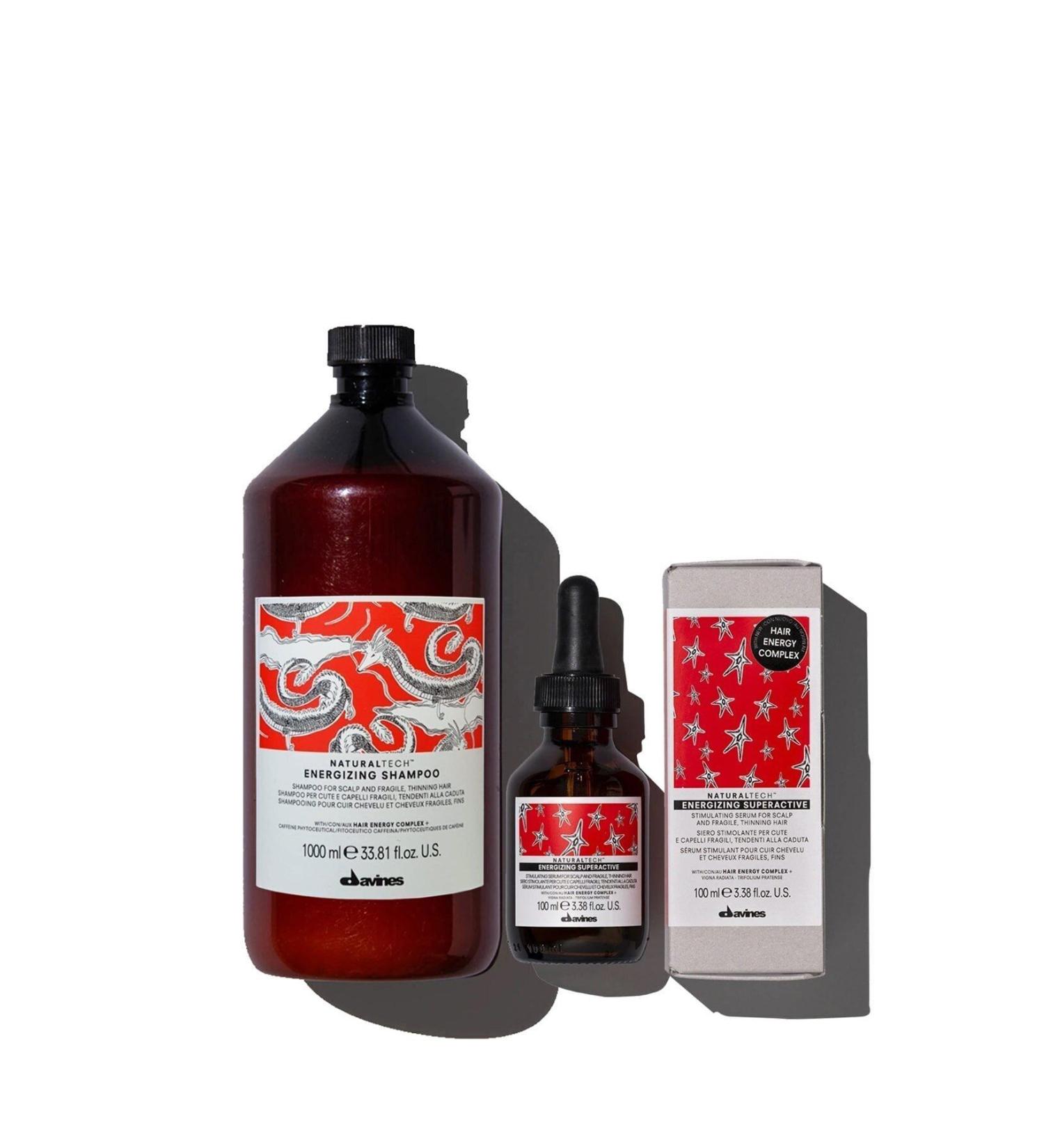 Davines DAV NES/ITALY Energizing Anti-Hair Serum 100ml + Shampoo 1000 Ml (With Pump Gift)trustydav18