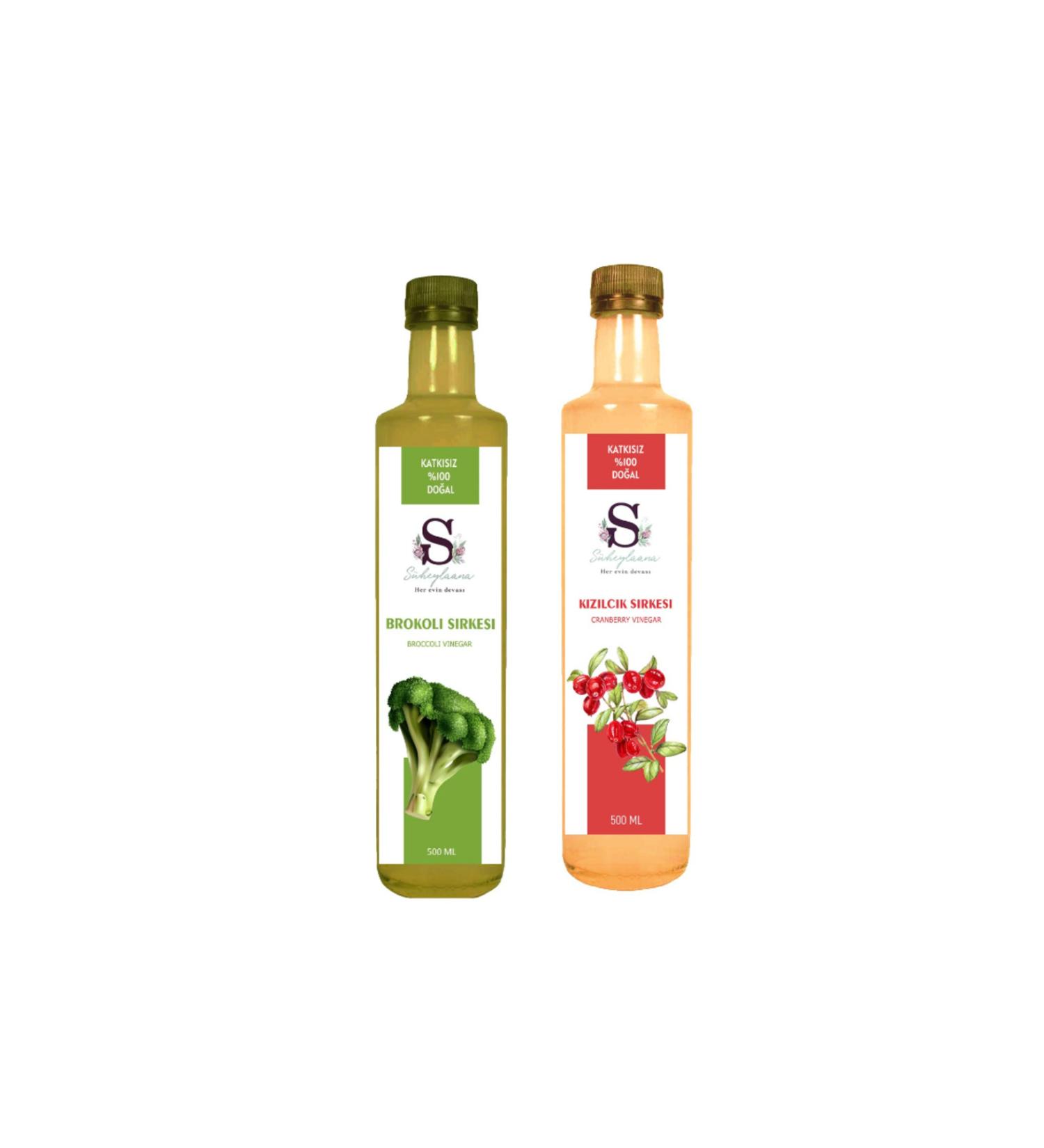 S heylaana Natural Broccoli Vinegar 500 ml and Cranberry Vinegar 500 ml