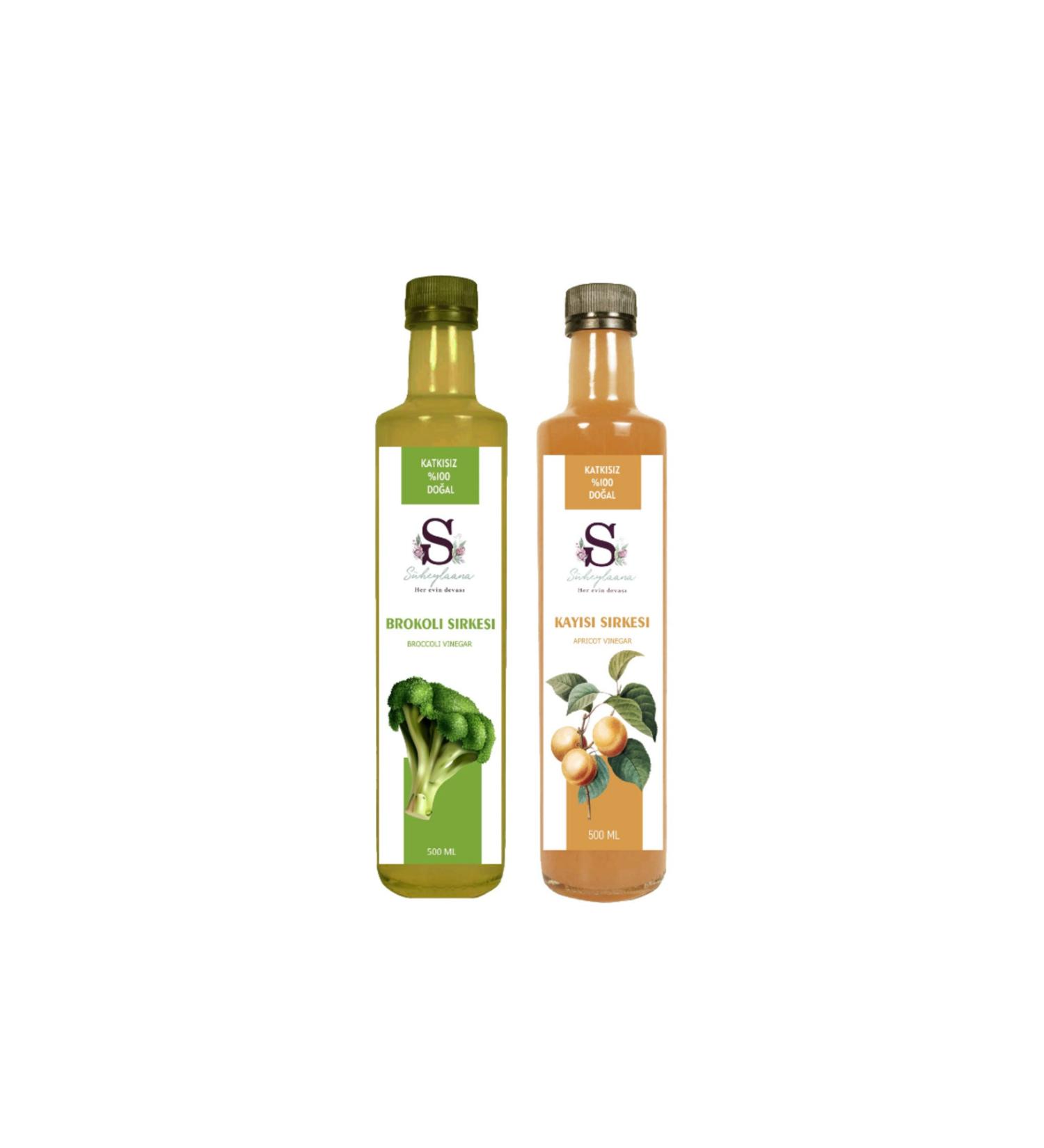 S heylaana Natural Broccoli Vinegar 500 ml and Apricot Vinegar 500 ml