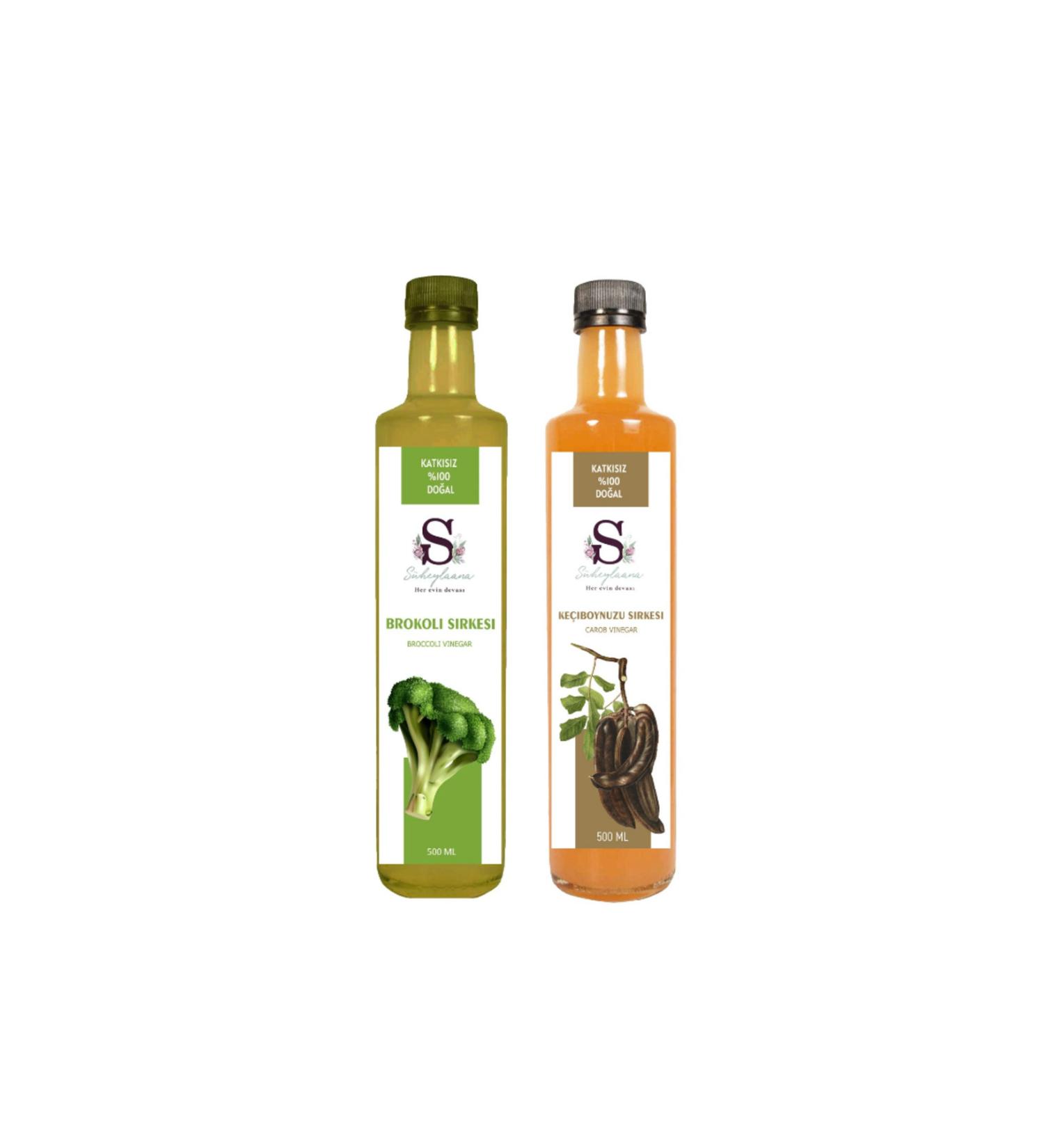 S heylaana Natural Broccoli Vinegar 500 ml and Carob Vinegar 500 ml