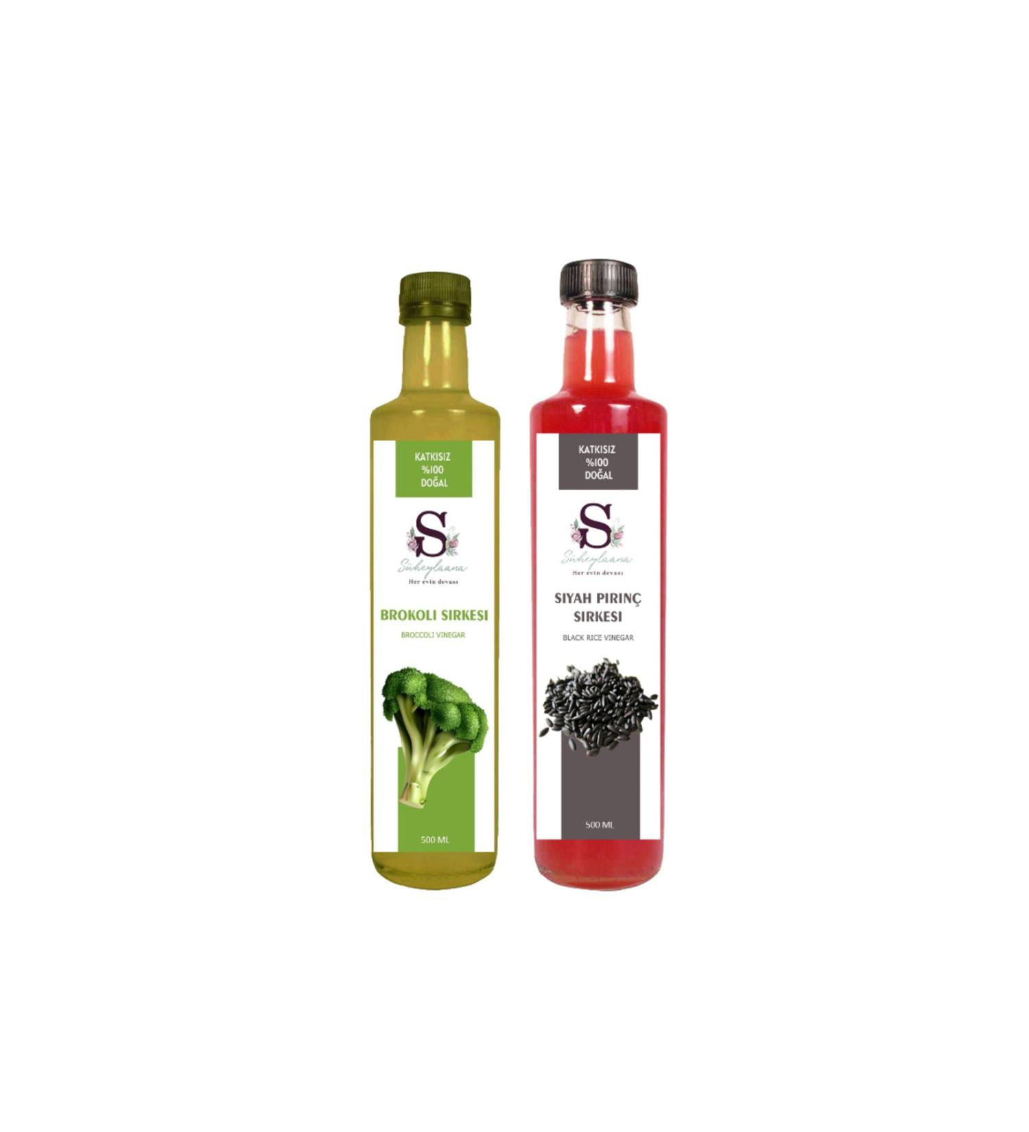 S heylaana Natural Broccoli Vinegar 500 ml and Black Rice Vinegar 500 ml
