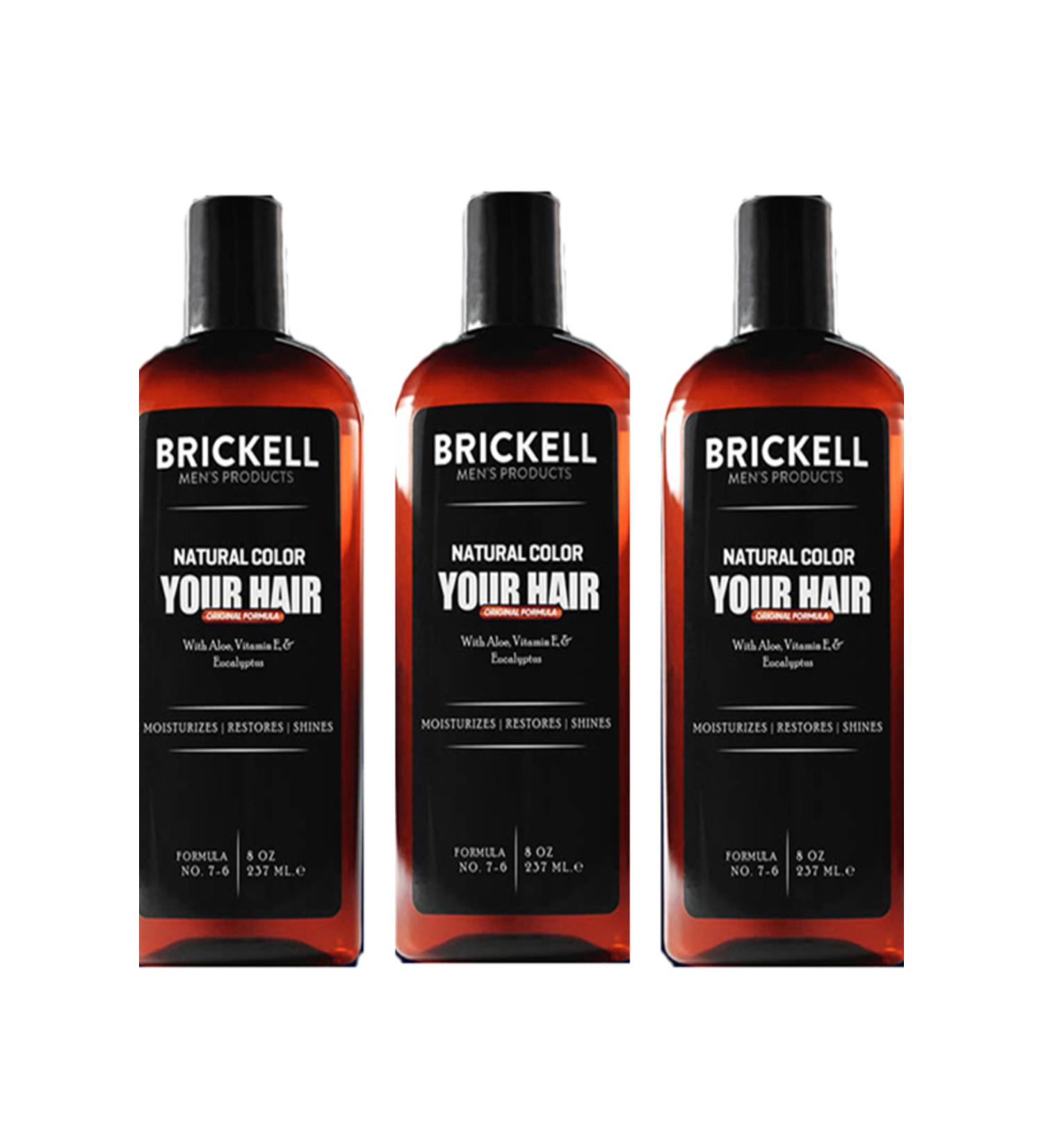 BRICKELL for Men Hair Beard Whitening and Coloring Shampoo x 3 pcs.