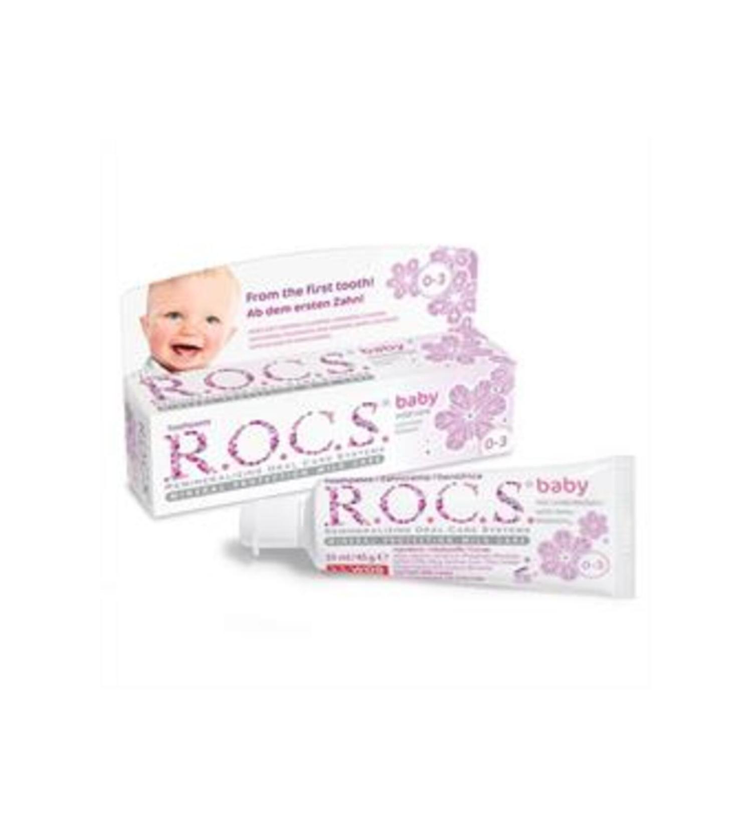 Baby ( CLAY MASK GIFT ) Rocs Baby 0-3 Years Old Swallowable Linden Extract Toothpaste 35 ml ( 1 PIECE )