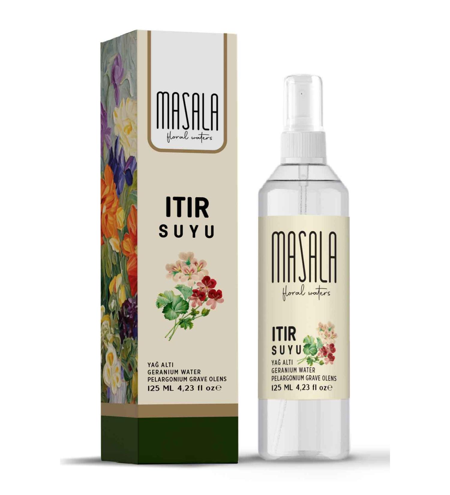 Masala Pure Geranium Water (Geranium) 125 ml 0 Natural Oil Hydrosol - Tonic Geranium Floral Water Hydro - Buy Online on GoSupps.com