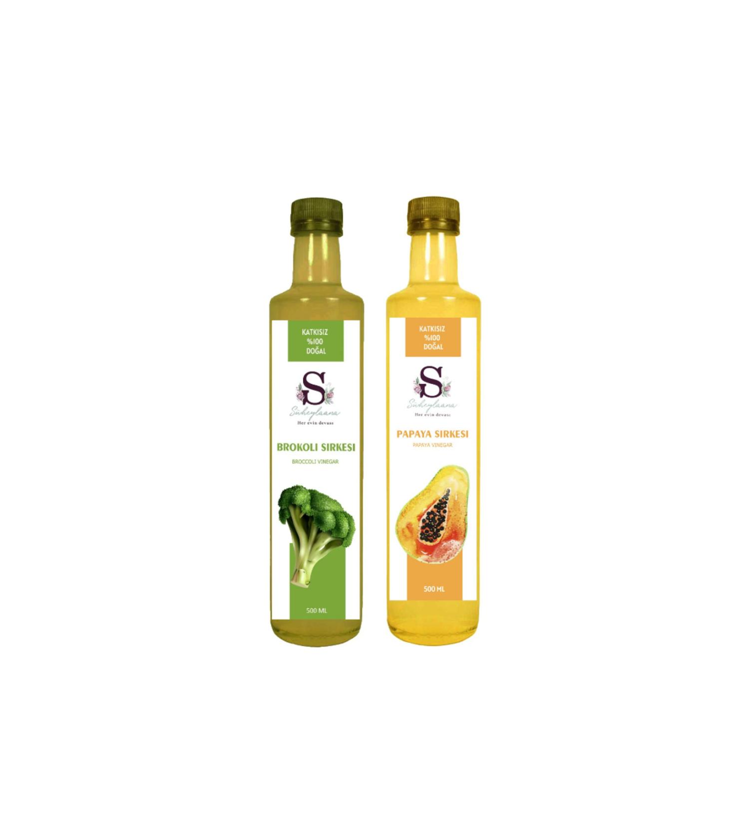 Suheylaana Natural Broccoli Vinegar 500 ml and Papaya Vinegar 500 ml