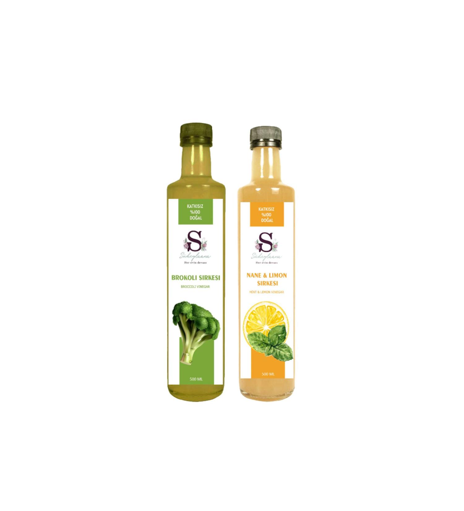 S heylaana Natural Broccoli Vinegar 500 ml and Mint & Lemon Vinegar 500 ml