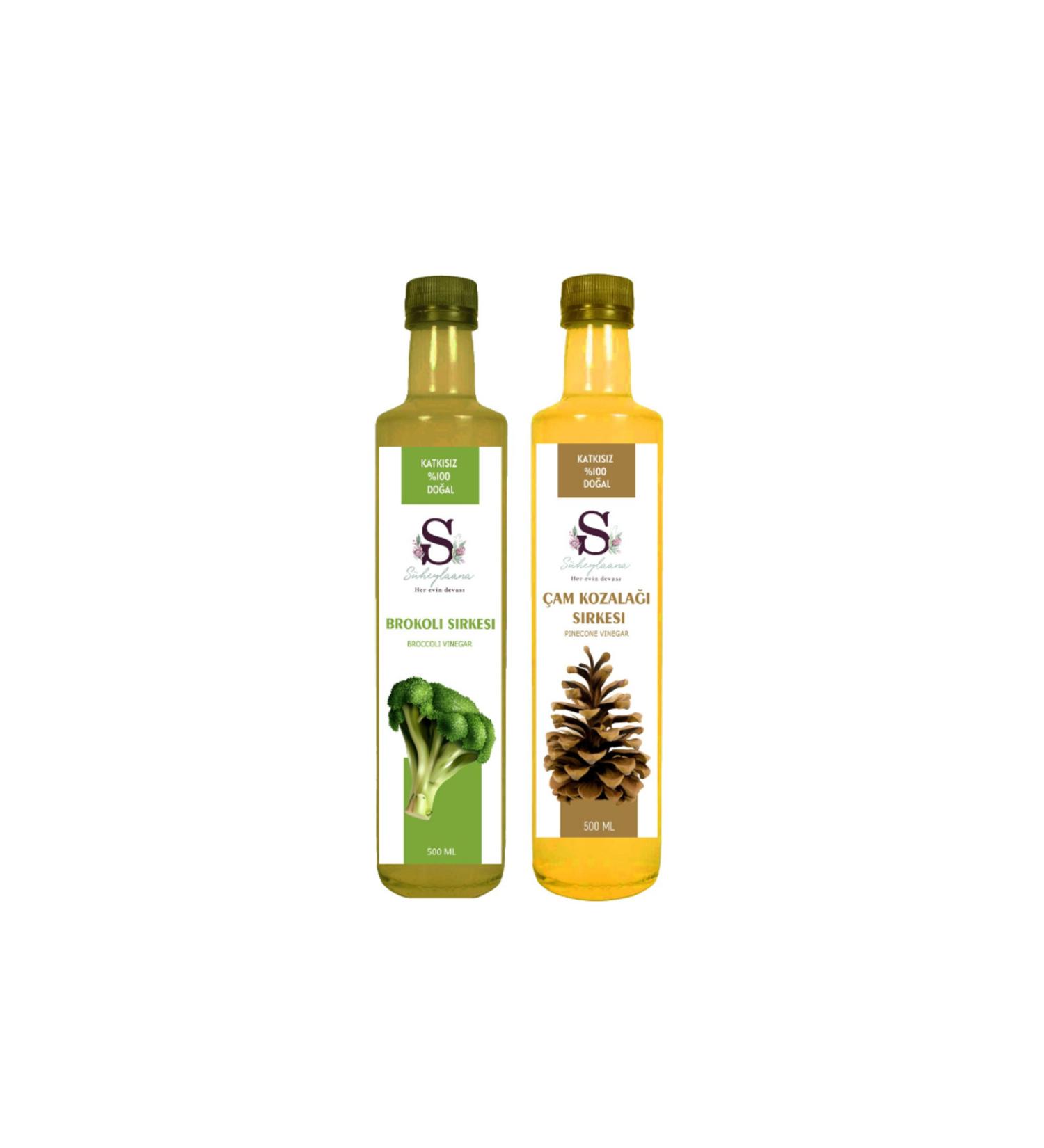 S heylaana Natural Broccoli Vinegar 500 ml and Pine Cone Vinegar 500 ml