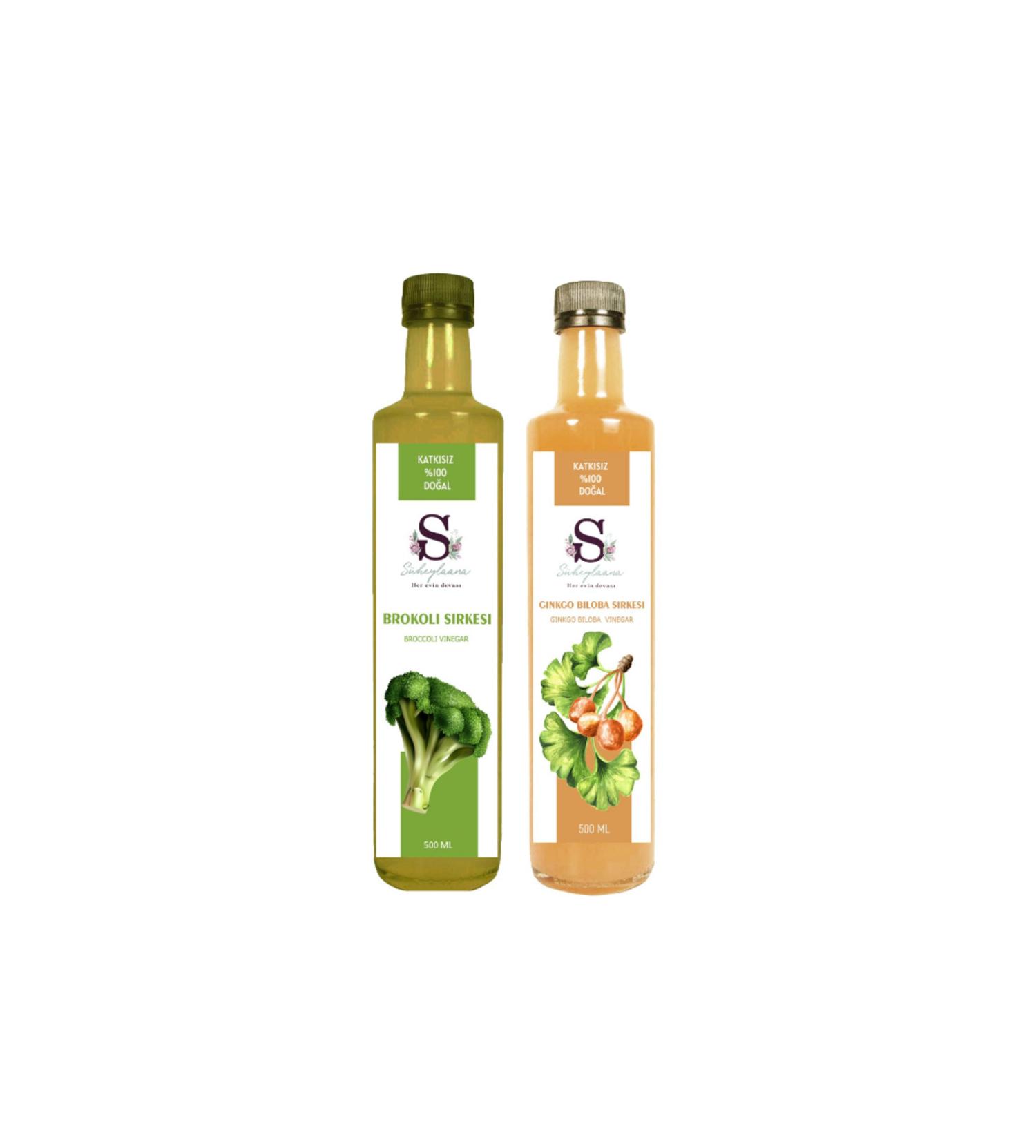 S heylaana Natural Broccoli Vinegar 500 ml and Ginkgo Biloba Vinegar 500 ml