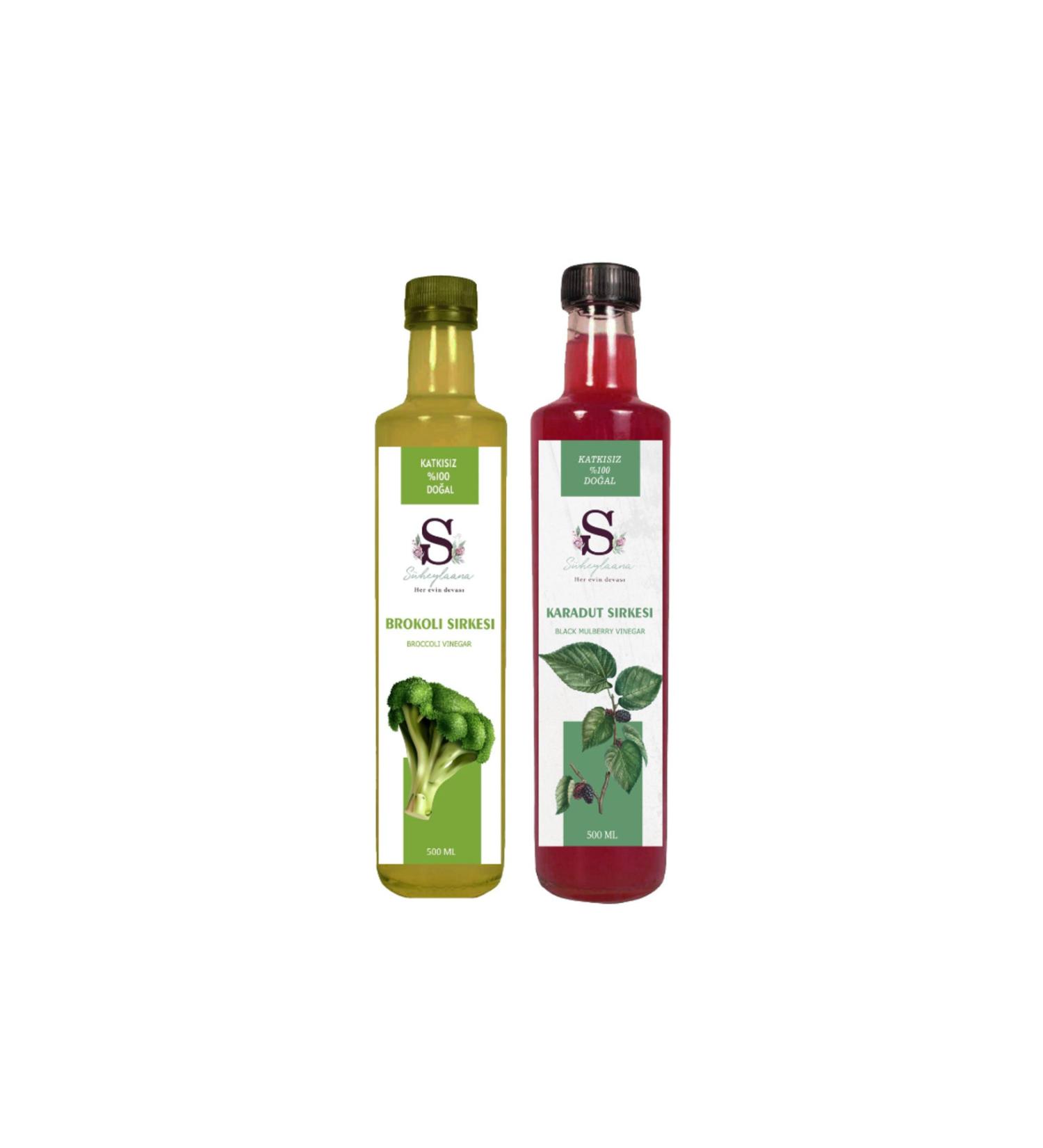 S heylaana Natural Broccoli Vinegar 500 ml and Black Mulberry Vinegar 500 ml