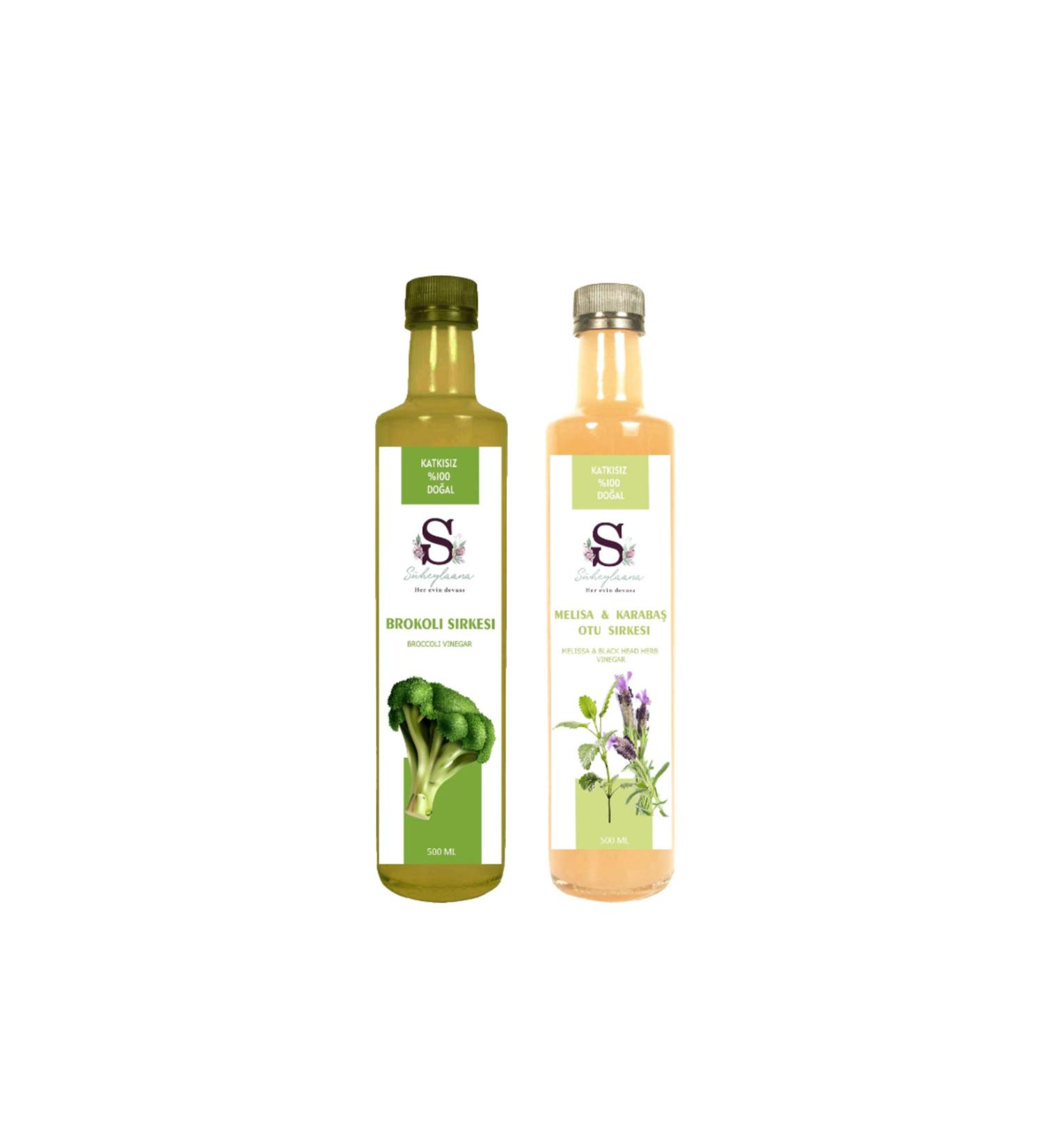 S heylaana Natural Broccoli Vinegar 500 ml and Melissa & Black Pepper Vinegar 500 ml