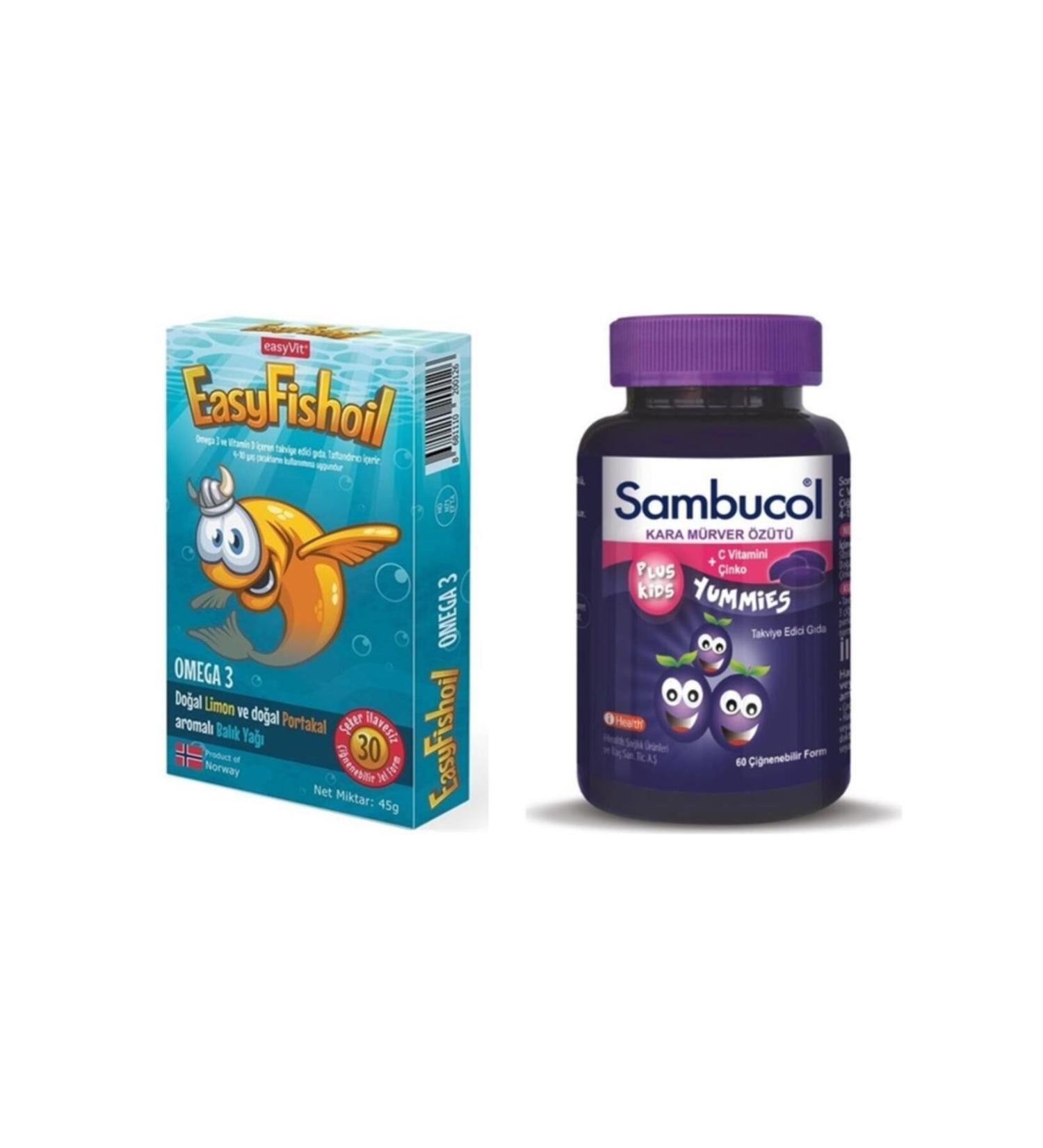 Easy Fishoil Easyfishoil Omega 3 + Sambucol Plus Kids Yummies 60 Tablets