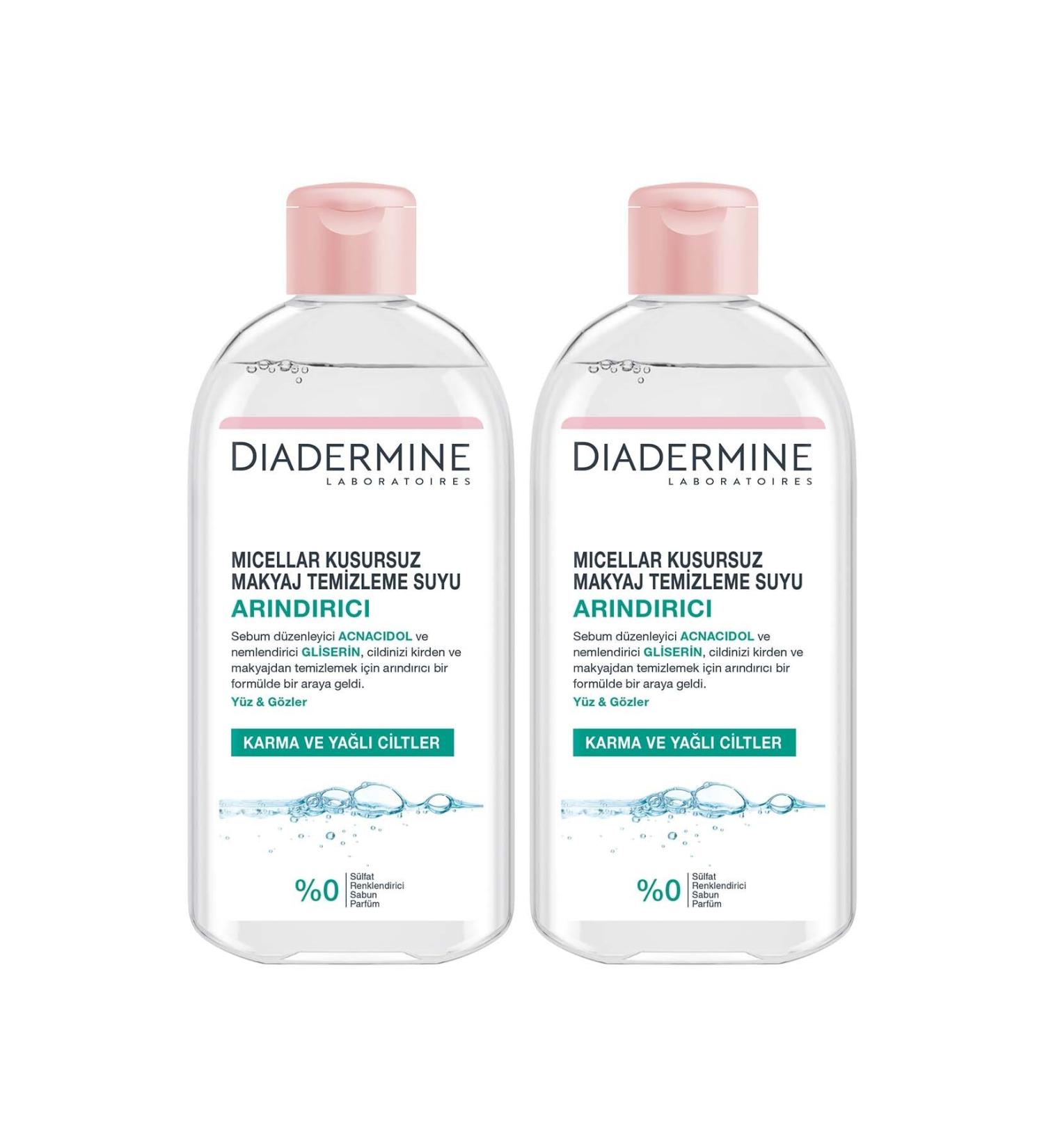 Diadermine Purifying Micellar Perfect Make-Up Remover Water 400 ml X 2 Pieces - Buy Online on GoSupps.com