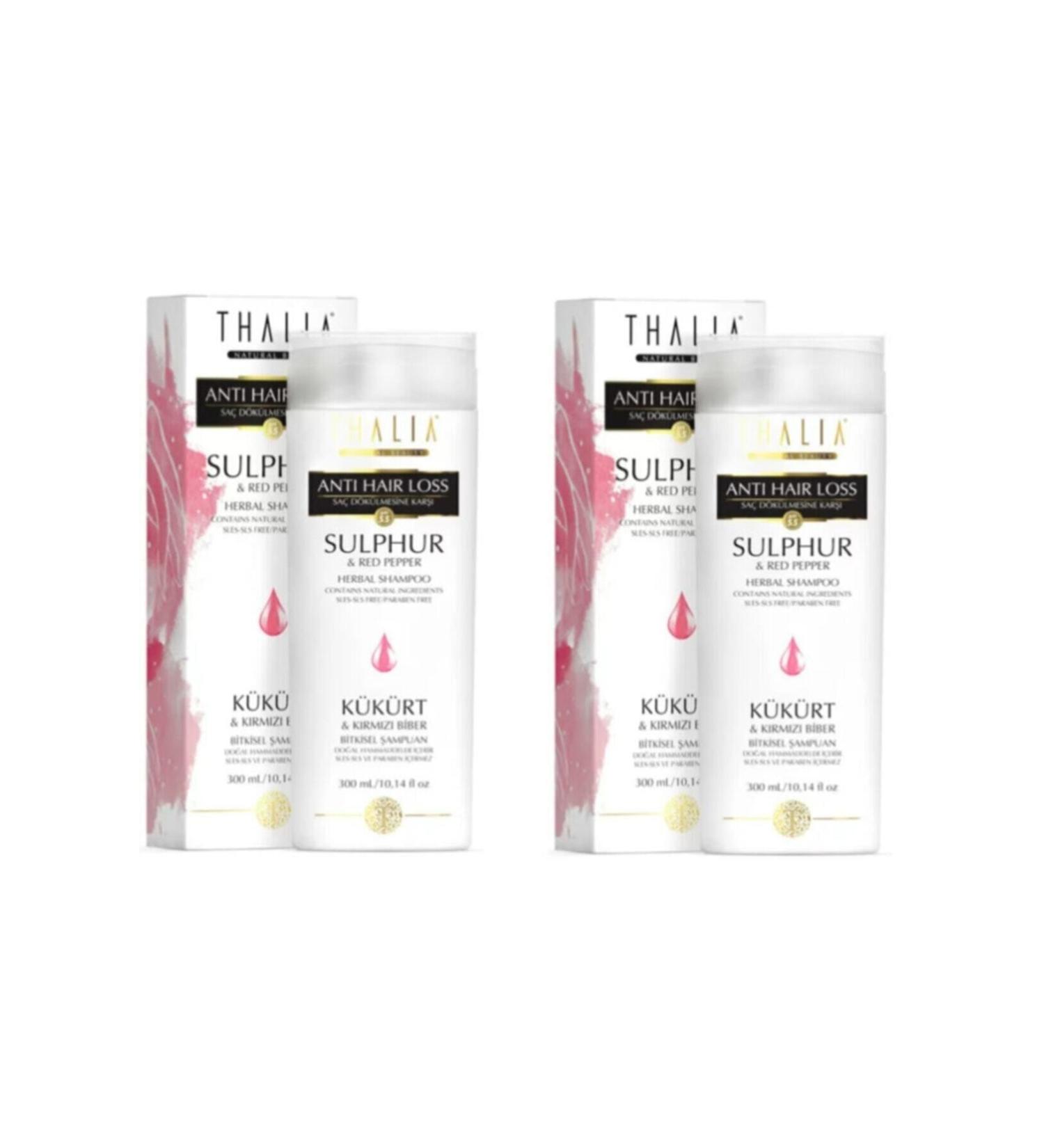 Thalia Anti-Hair Loss Sulfur and Red Pepper Shampoo 300 Ml X 2 Pieces