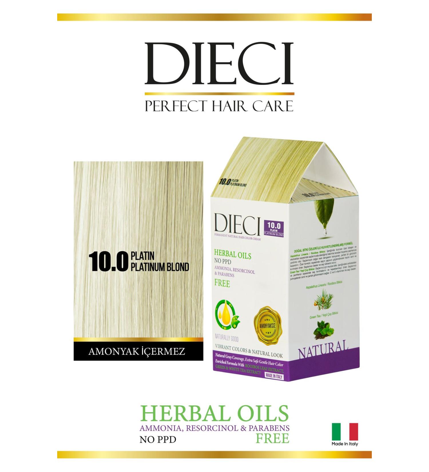 Dieci Ammonia Free Kit Hair Dye 10.0 Platinum