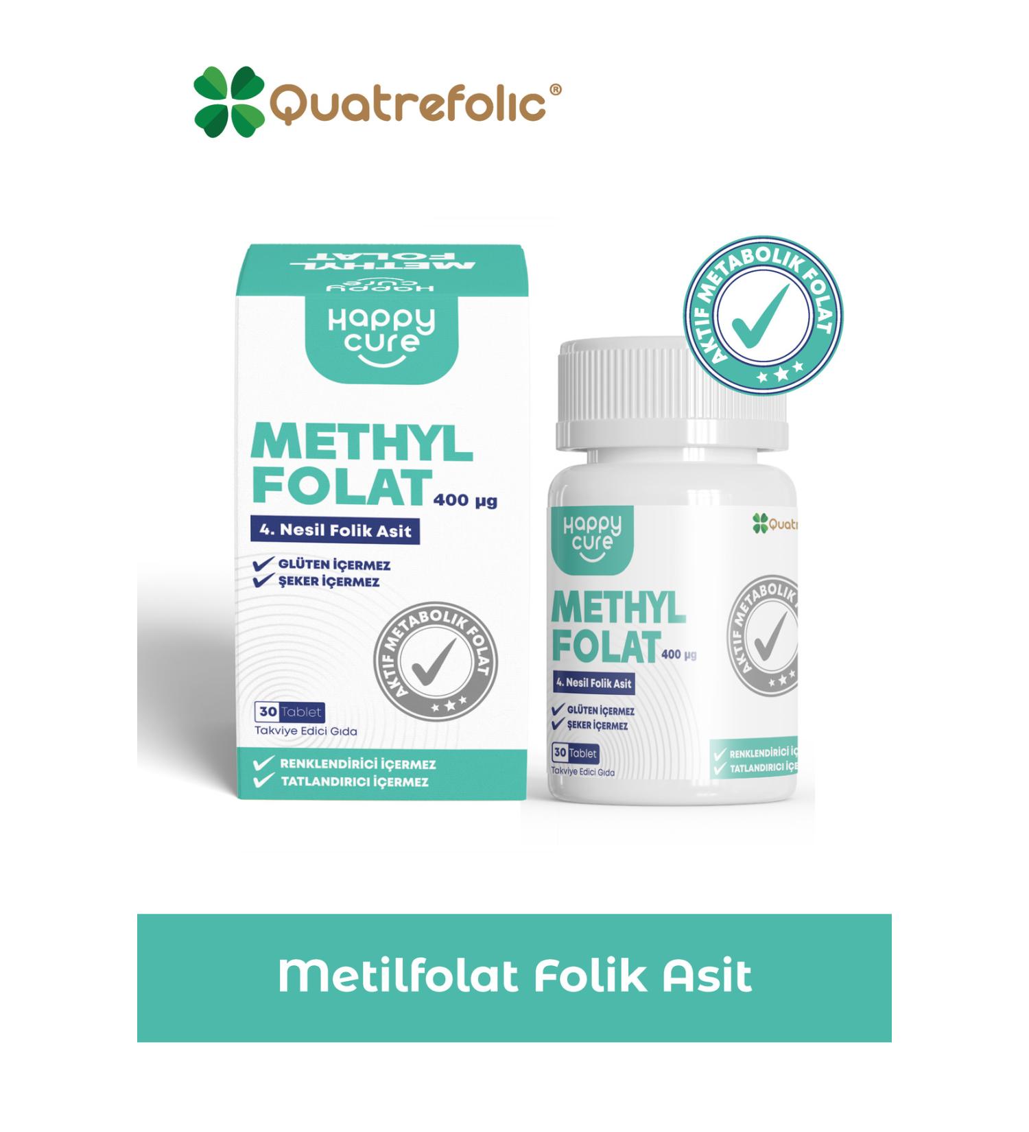 Happy Cure Methylfolate 30 Tablets (Folic Acid Methylfolate) - Buy Online on GoSupps.com