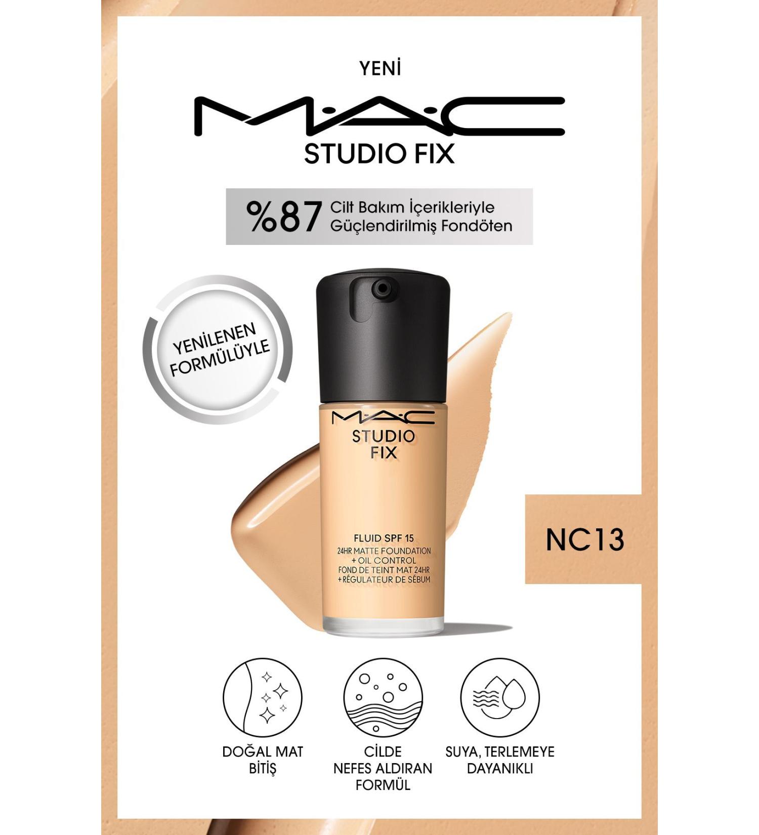 Mac RENEWED FORMULA STUDIO FIX FLUID SPF 15 MATTE FOUNDATION-NC13 30 ML..
