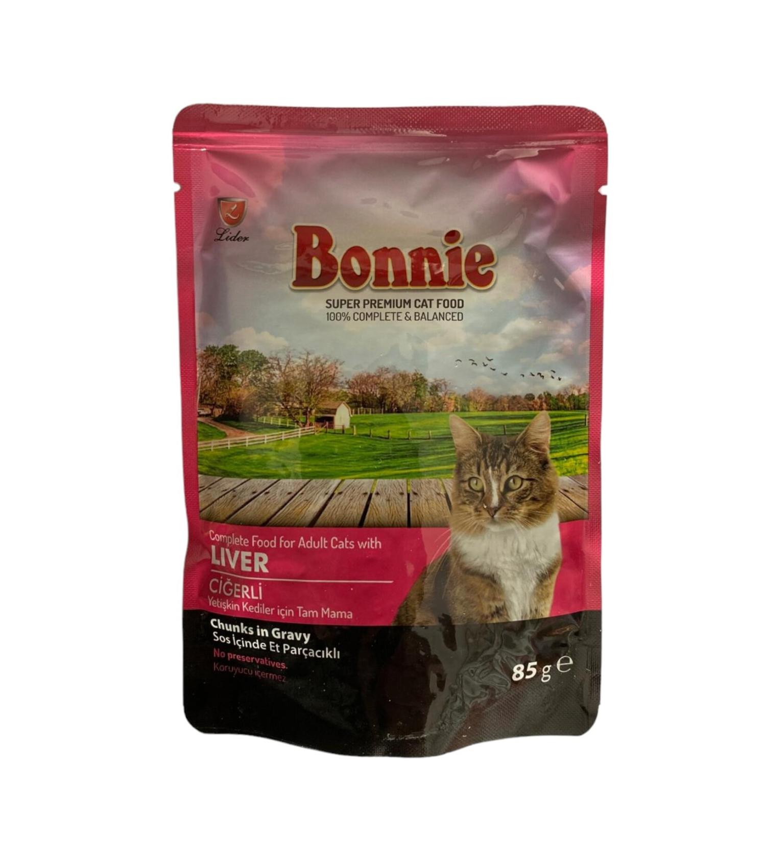 Bonnie 85 gr 10-Piece Liver Cat Wet Food Pouch 10 Pieces