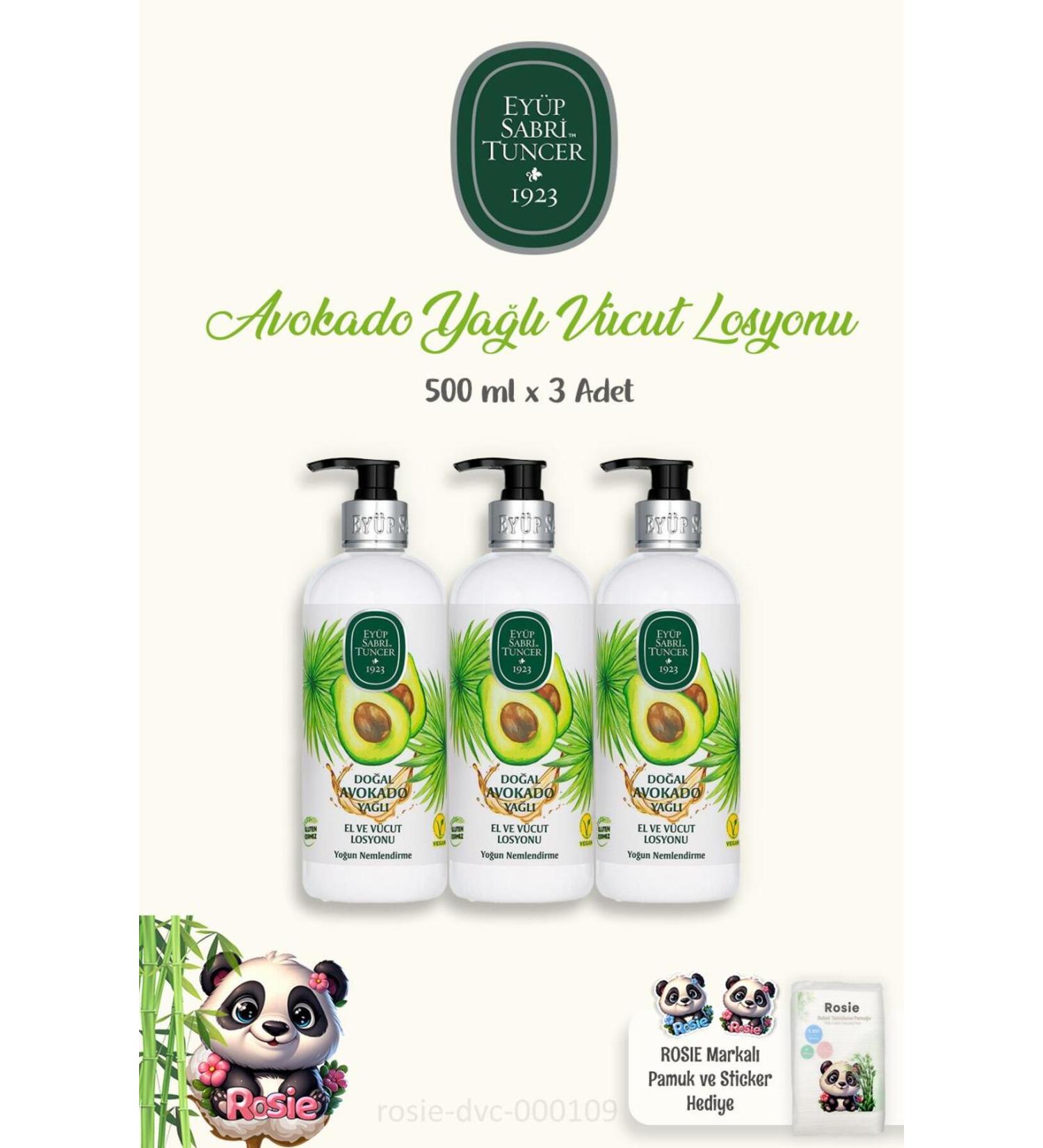 Ey p Sabri Tuncer 3-Piece Natural Avocado Oil Hand and Body Lotion 500 ml and ROSIE - Buy Online on GoSupps.com