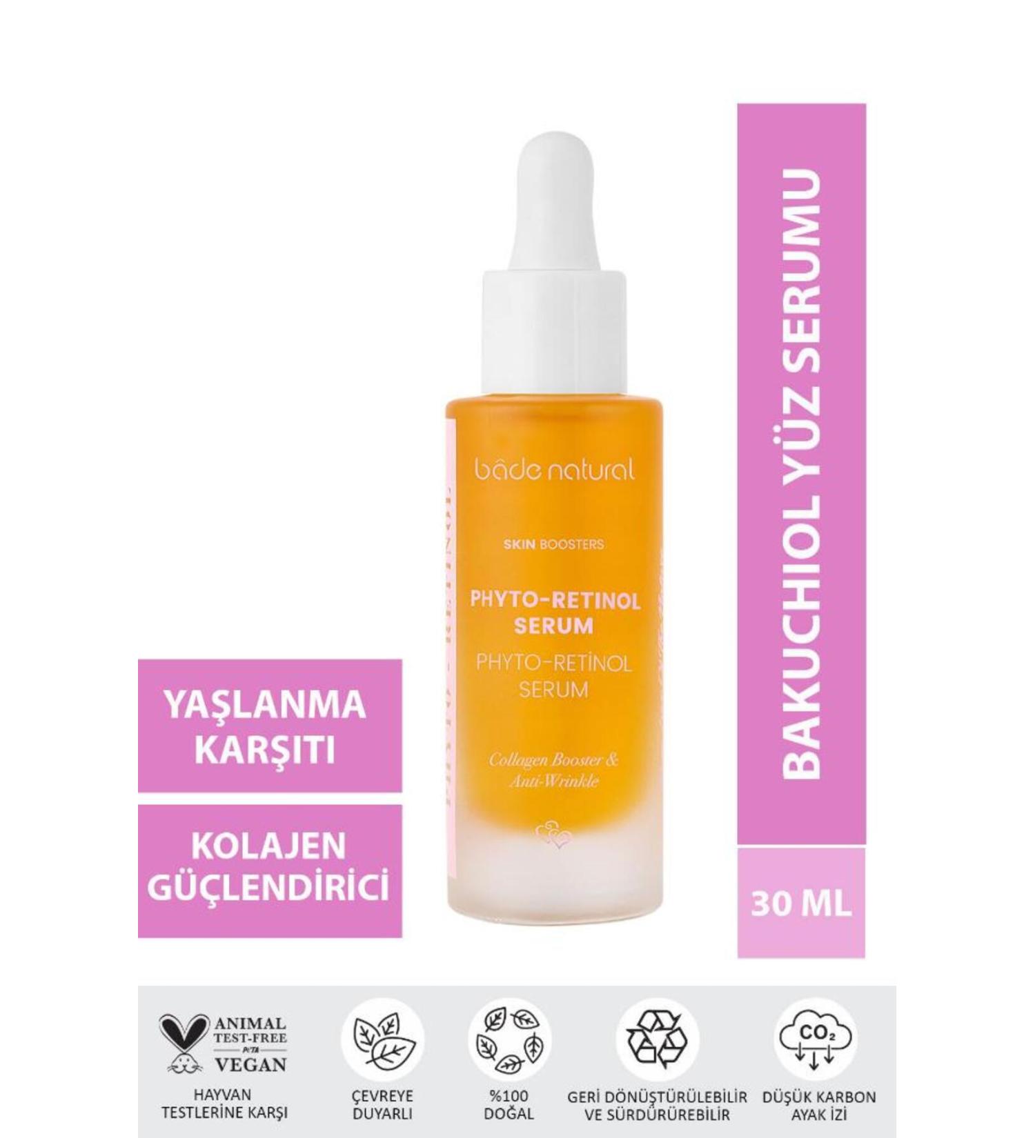 Bade Natural Bakuchiol Phyto Retinol Face Serum Anti-Aging and Anti-Wrinkle 30 Ml - Buy Online on GoSupps.com