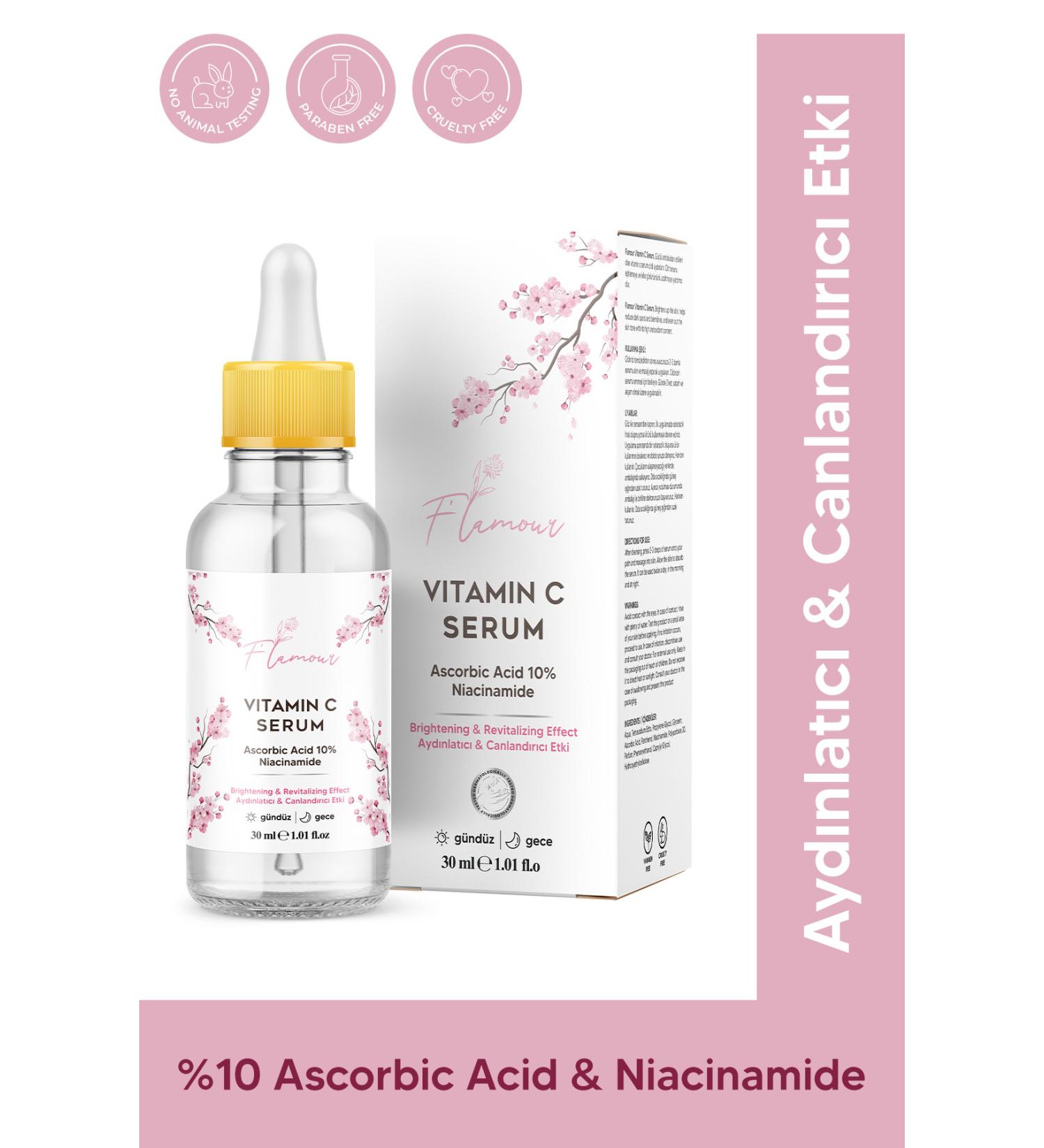 Flamour Brightening & Revitalizing Anti-Spot Vitamin C Serum 30 ml (Ascorbic Acid 10%) - Buy Online on GoSupps.com