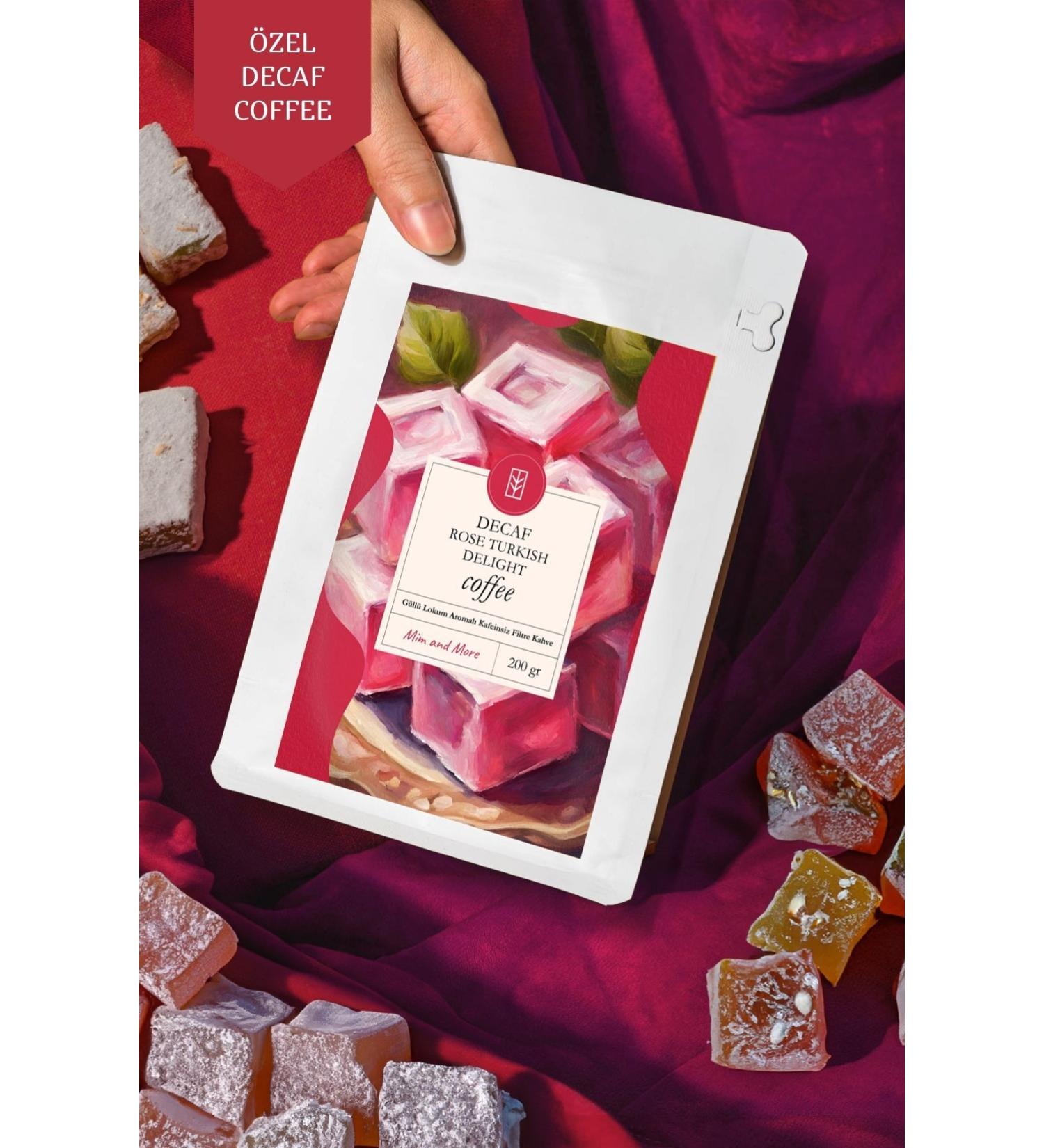 Mim and More Decaf Rose Turkish Delight Coffee Decaffeinated Rose Turkish Delight Flavored Coffee Beans 200 Gr - Buy Online on GoSupps.com