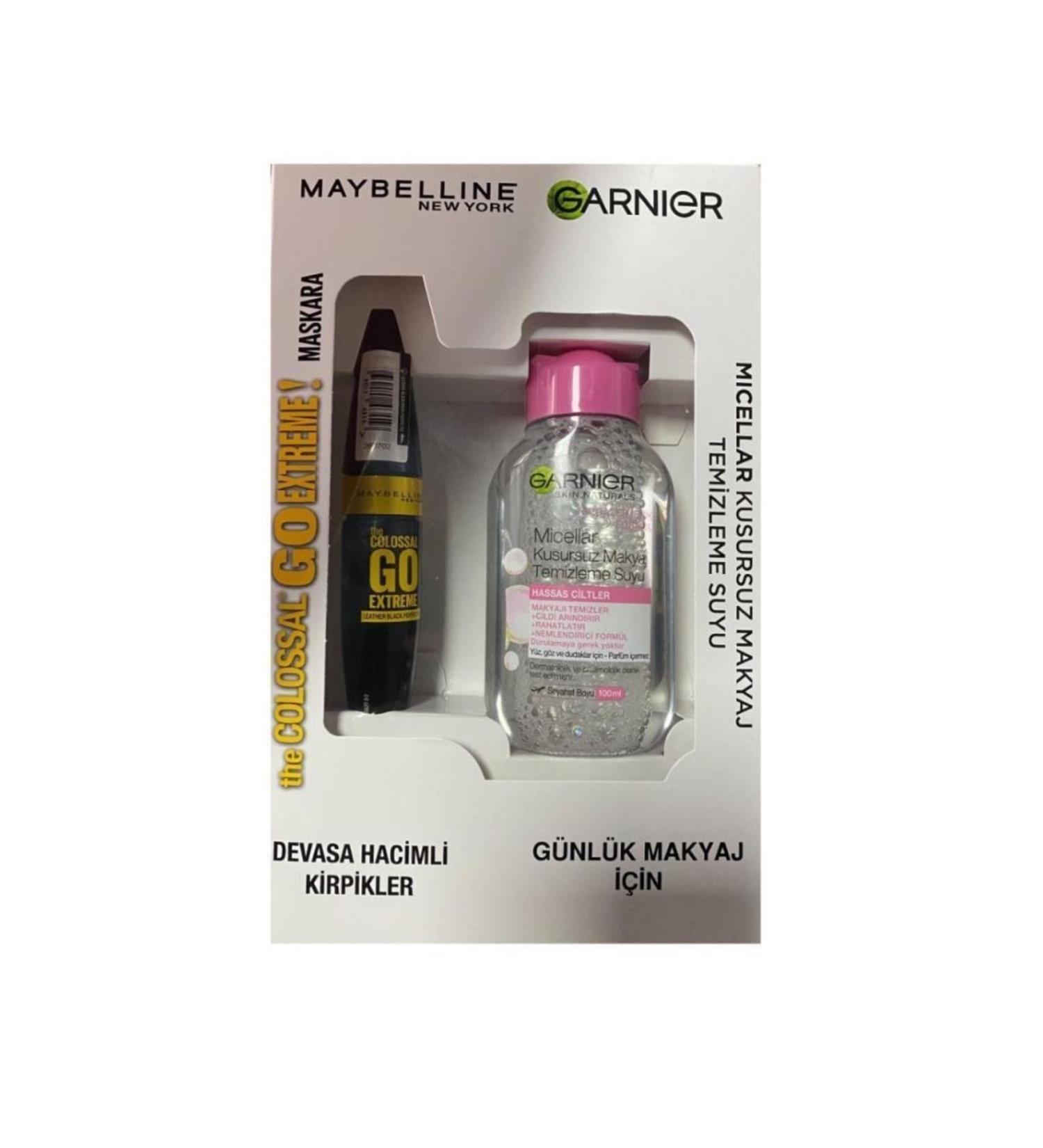 Garnier Maybeline Mascara + Garnier Makeup Remover Water