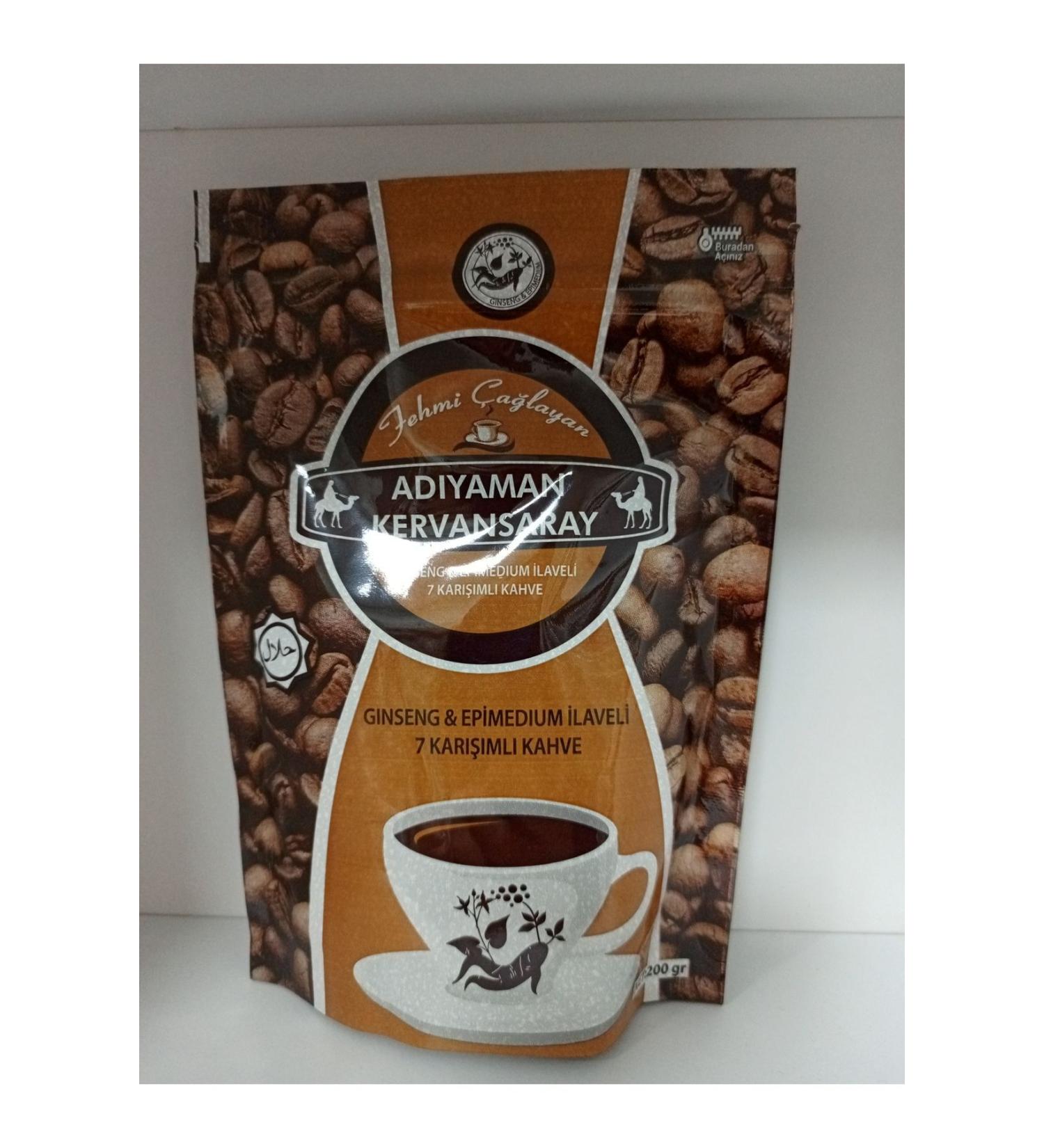 Ad yaman Kervansaray Turkish Coffee Ginseng&Epimedium Added 7 Mixtures 200 Gr