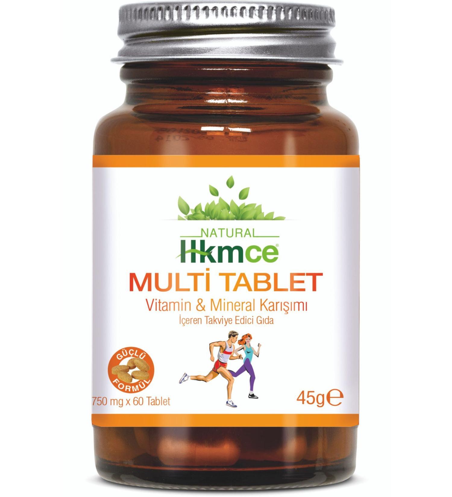 NaturalHekimce Multi Tablet - Vitamin Mineral Multivitamin 60 Tablets - Strong Formula