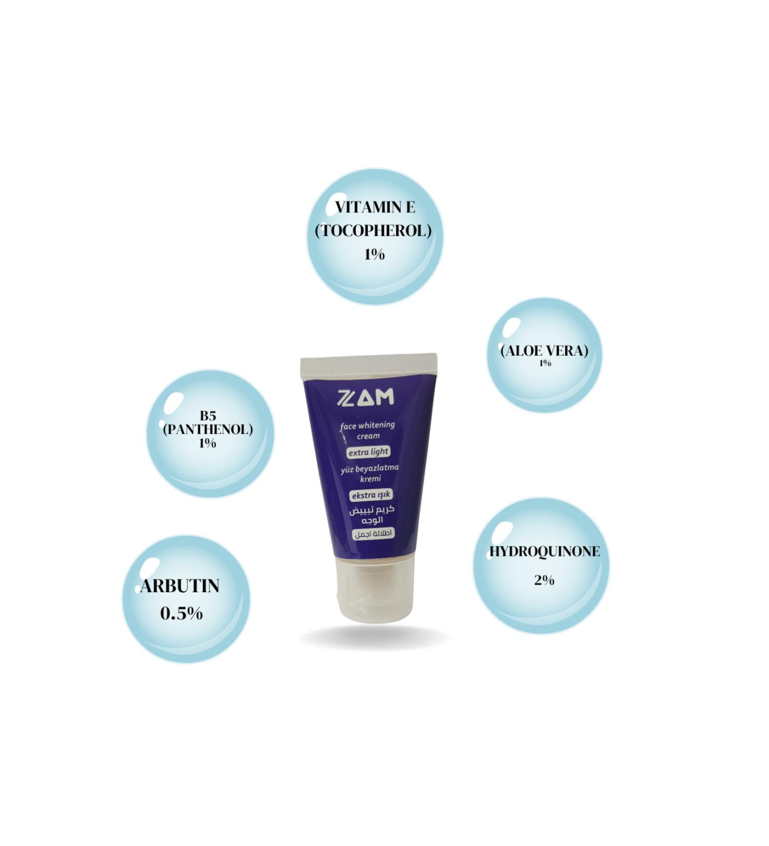 7zam Face Whitening and Lightening and Blemish Cream with Hyaluronic and Arbutin Vitamins B5 and E - Buy Online on GoSupps.com