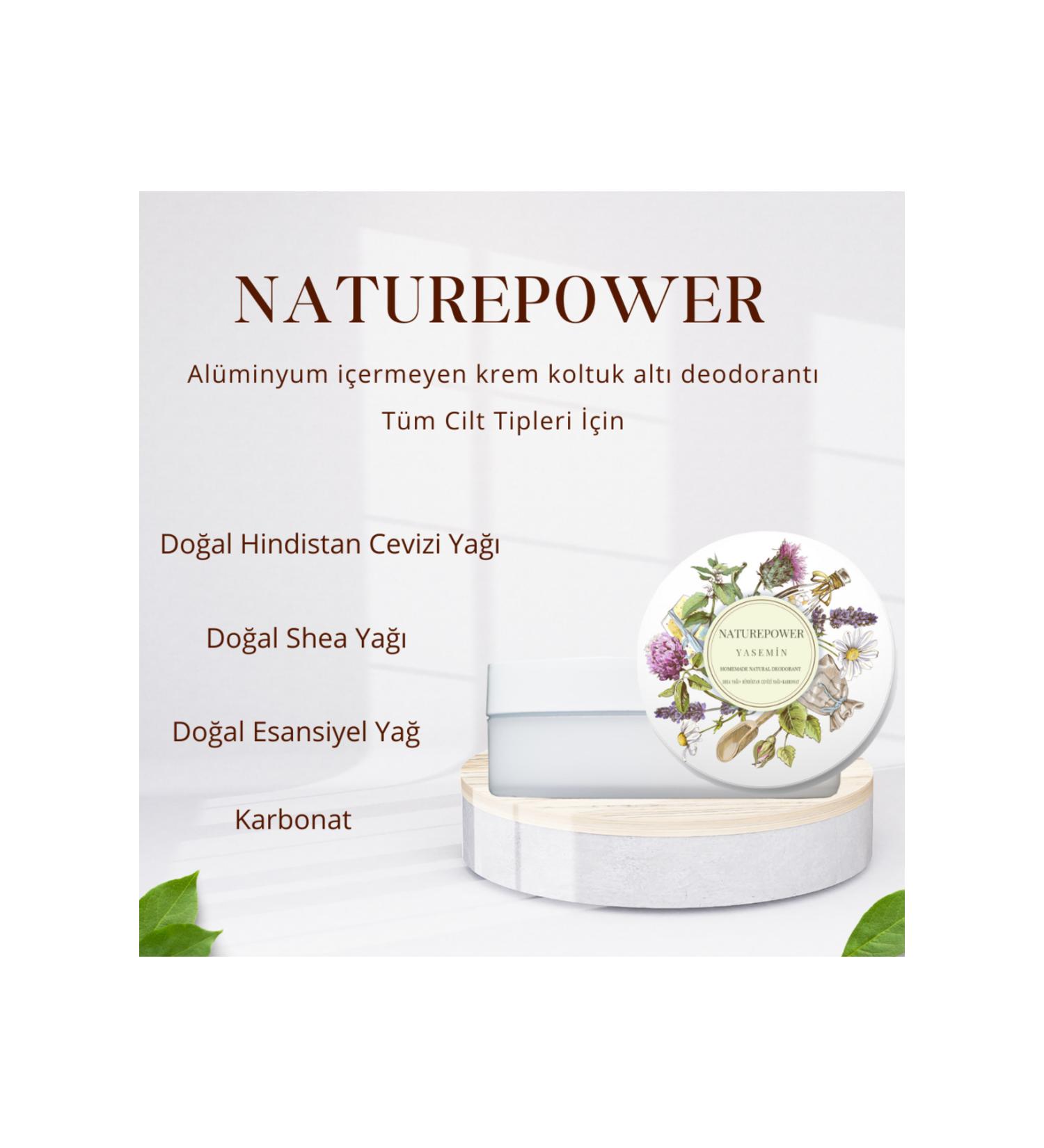 naturepower Natural Content Aluminum Free Jasmine Scented Handmade Natural Cream Deodorant 50 ML
