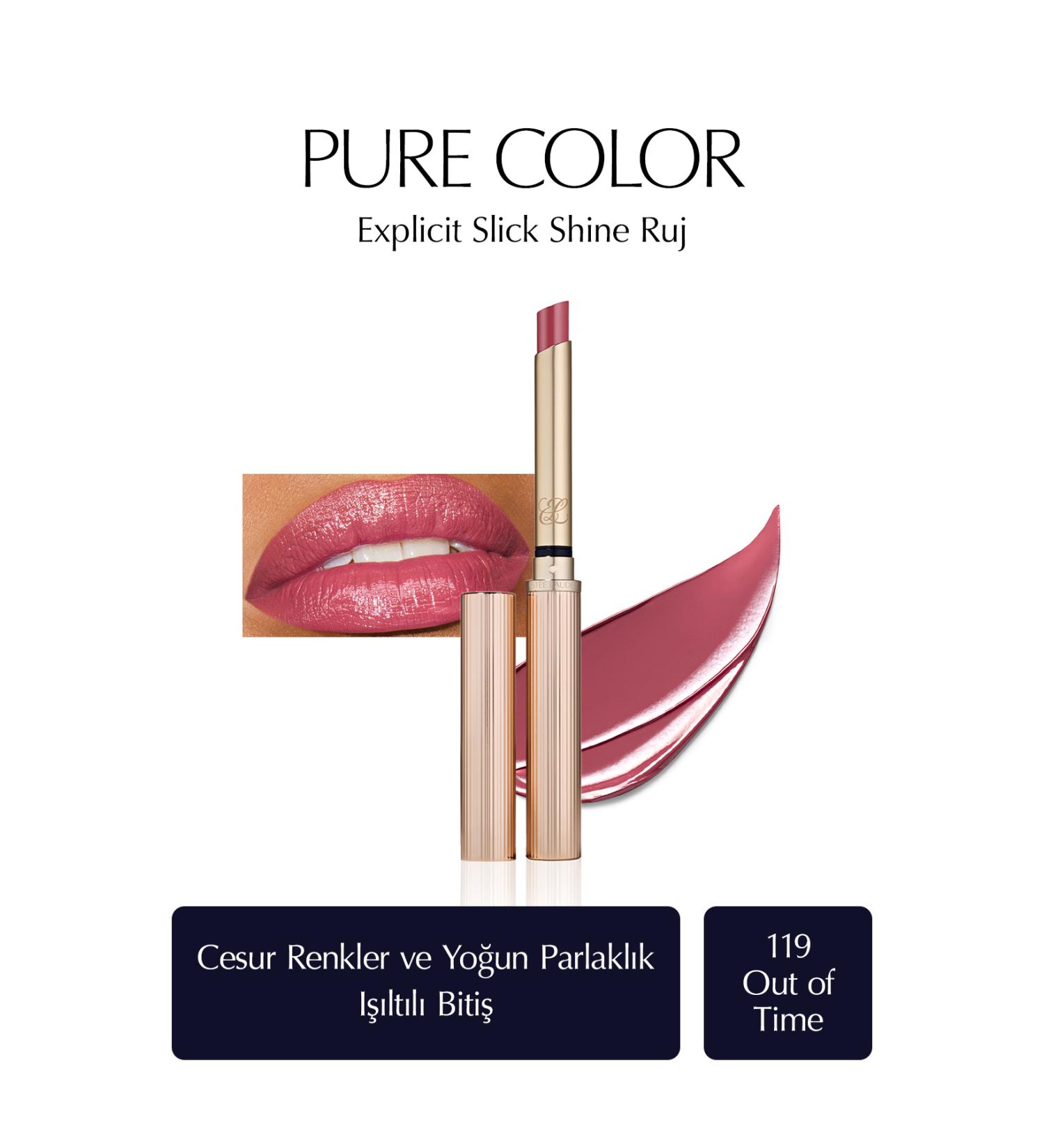 Estee Lauder Shimmer Finish Lipstick - Pure Color Explicit Slick Shine Lipstick - Color: 119 Out of Time - Buy Online on GoSupps.com