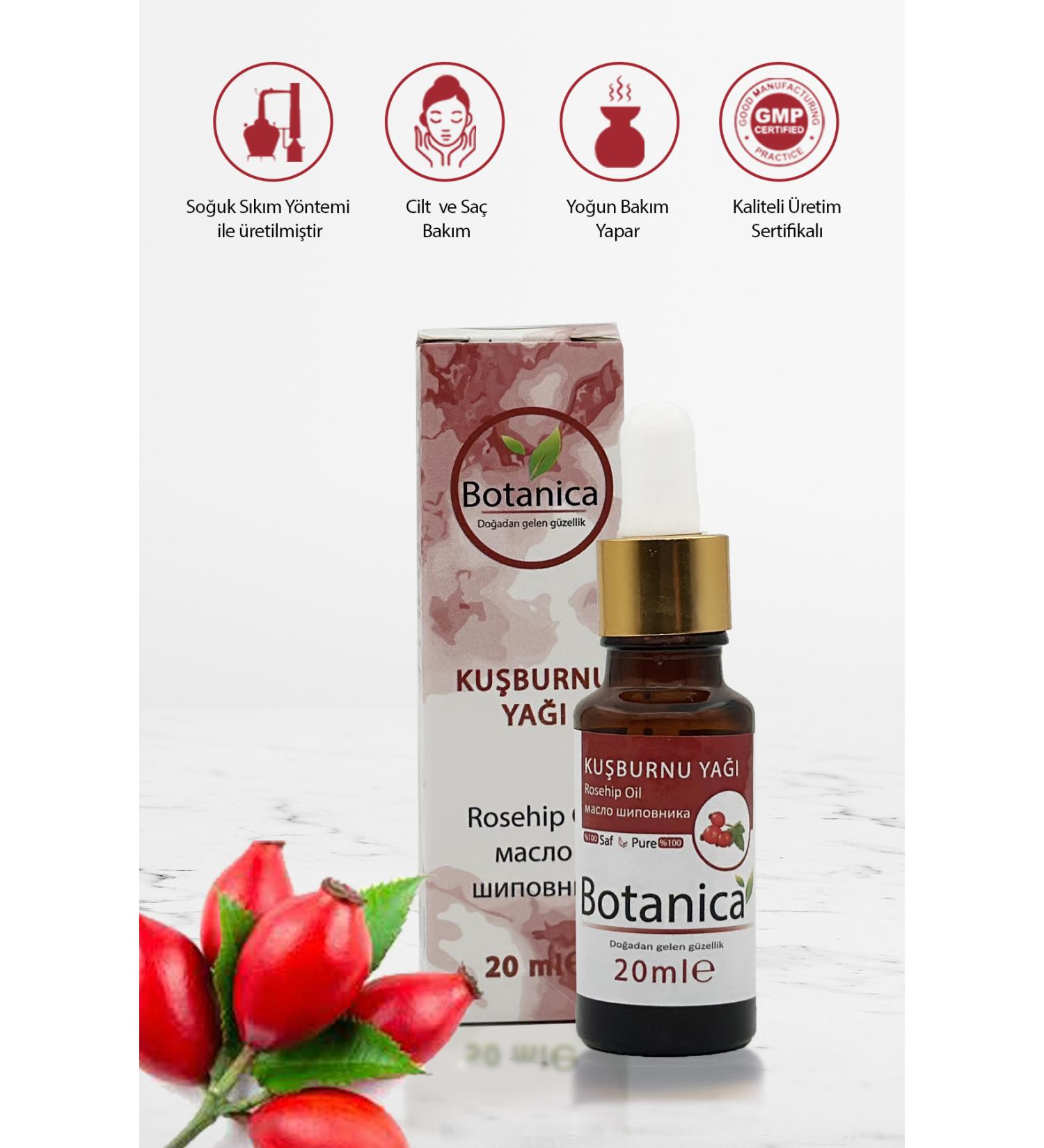 botanica Rosehip Oil - Rose Canina - (Black Spot Healing) Hair and Skin Care Natural Moisturizer 20 ml