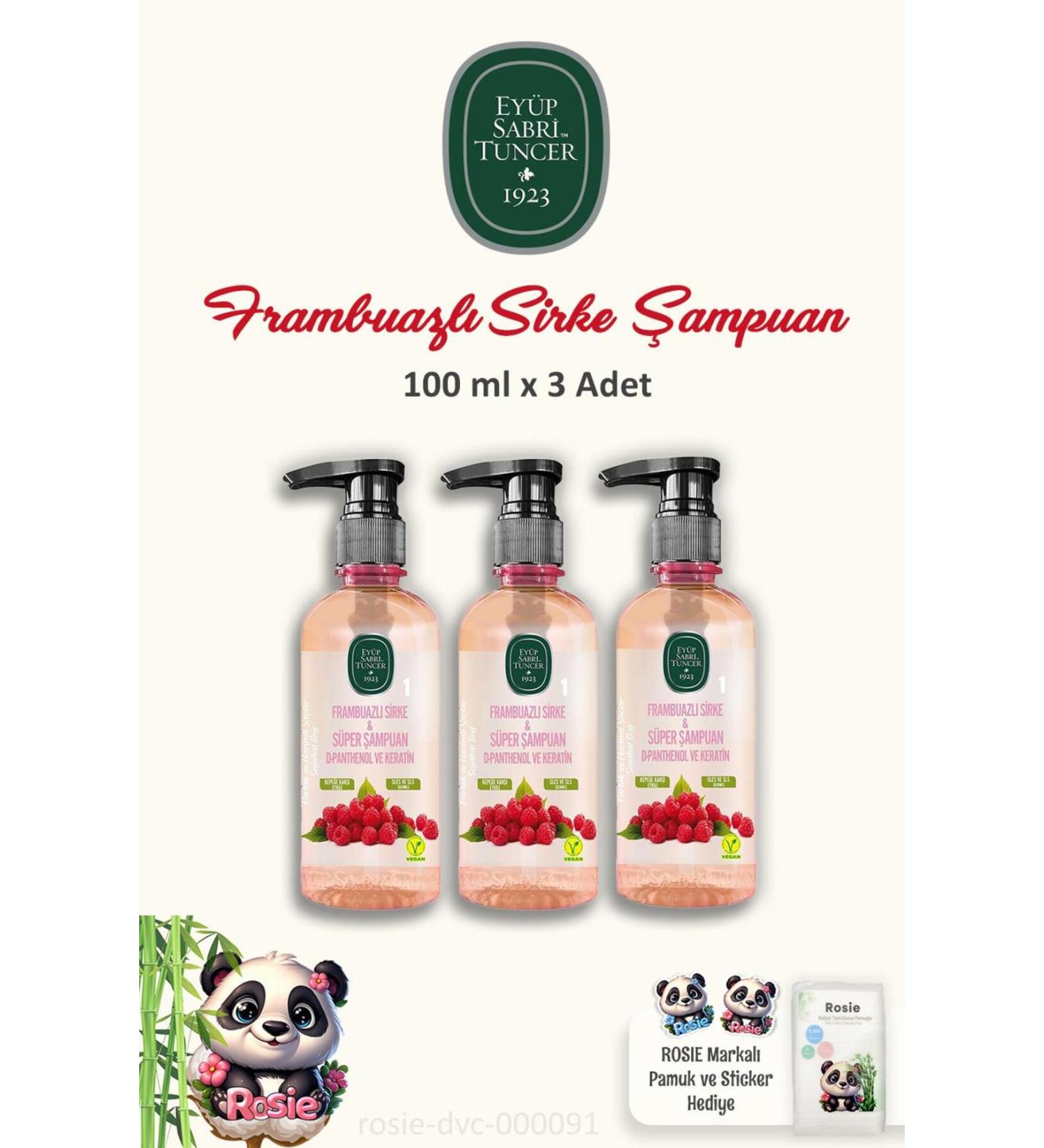 Ey p Sabri Tuncer 3-Pack Vinegar Shampoo Raspberry 100 ml and ROSIE Cleaning Cotton - Buy Online on GoSupps.com