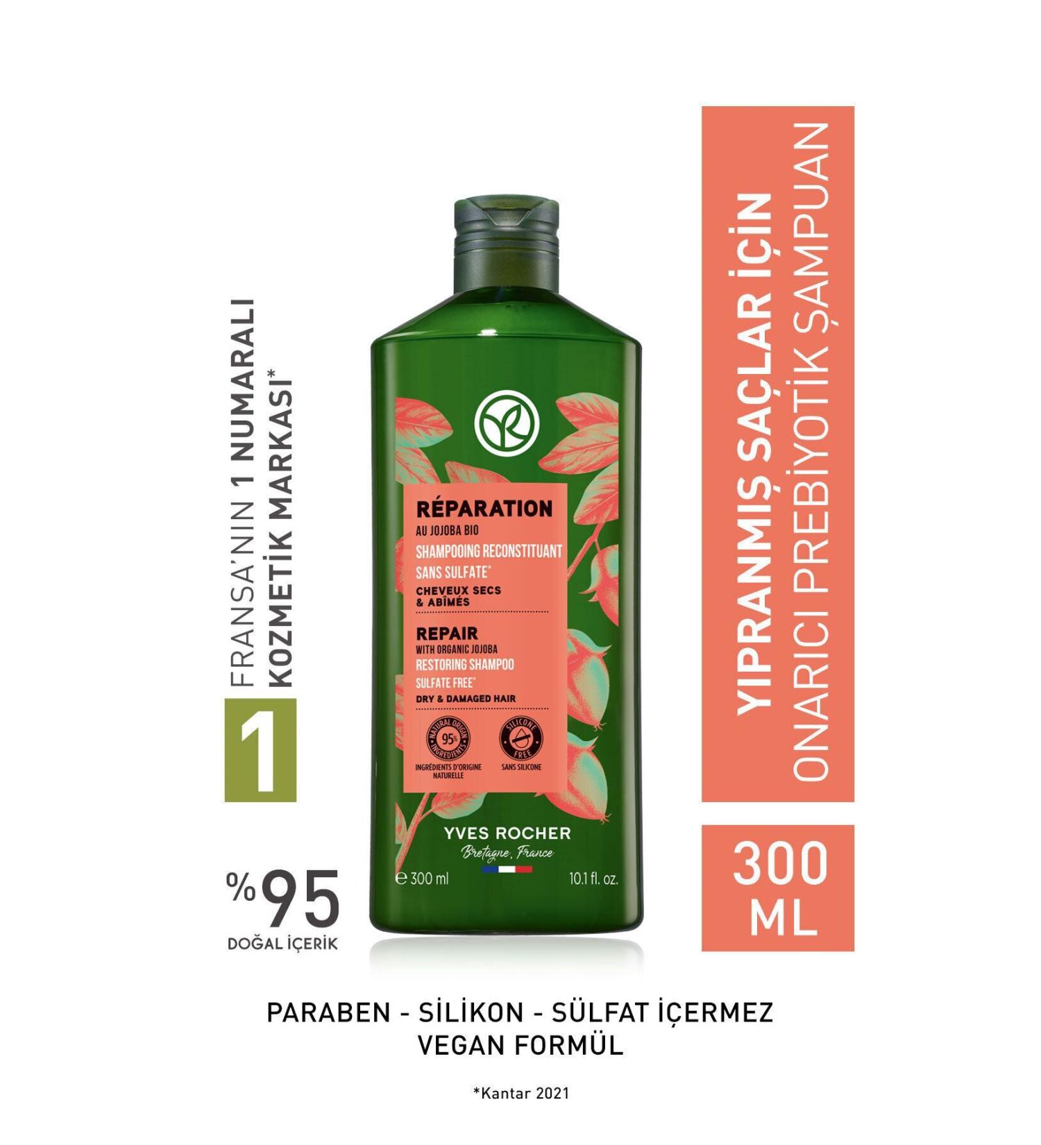 Yves Rocher Damaged Hair Repair Prebiotic Shampoo sulfate-free salt-free vegan - Buy Online on GoSupps.com